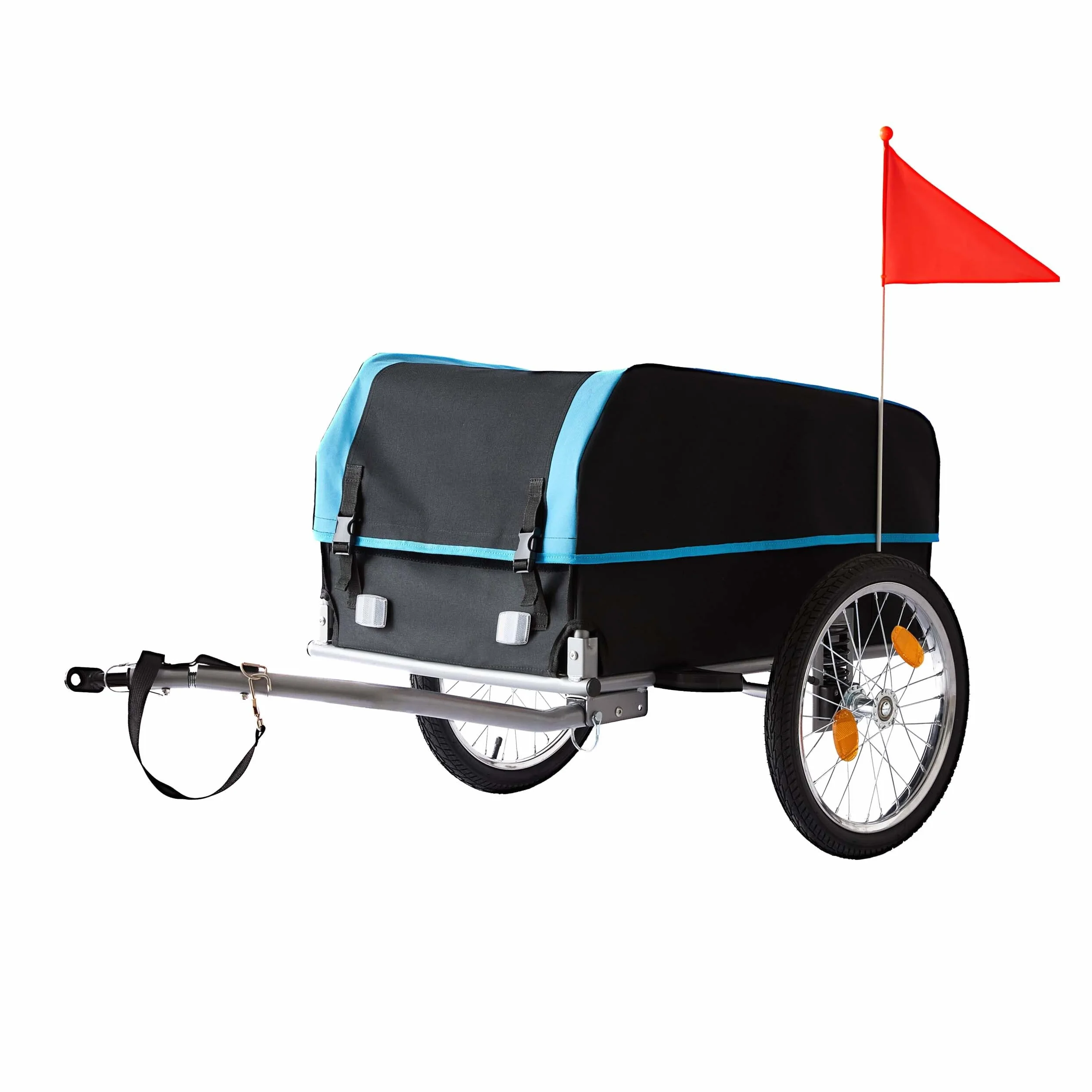 Relaxdays Remorque à vélo pliable 120 L Housse imperméable Drapeau 59x124x69 cm