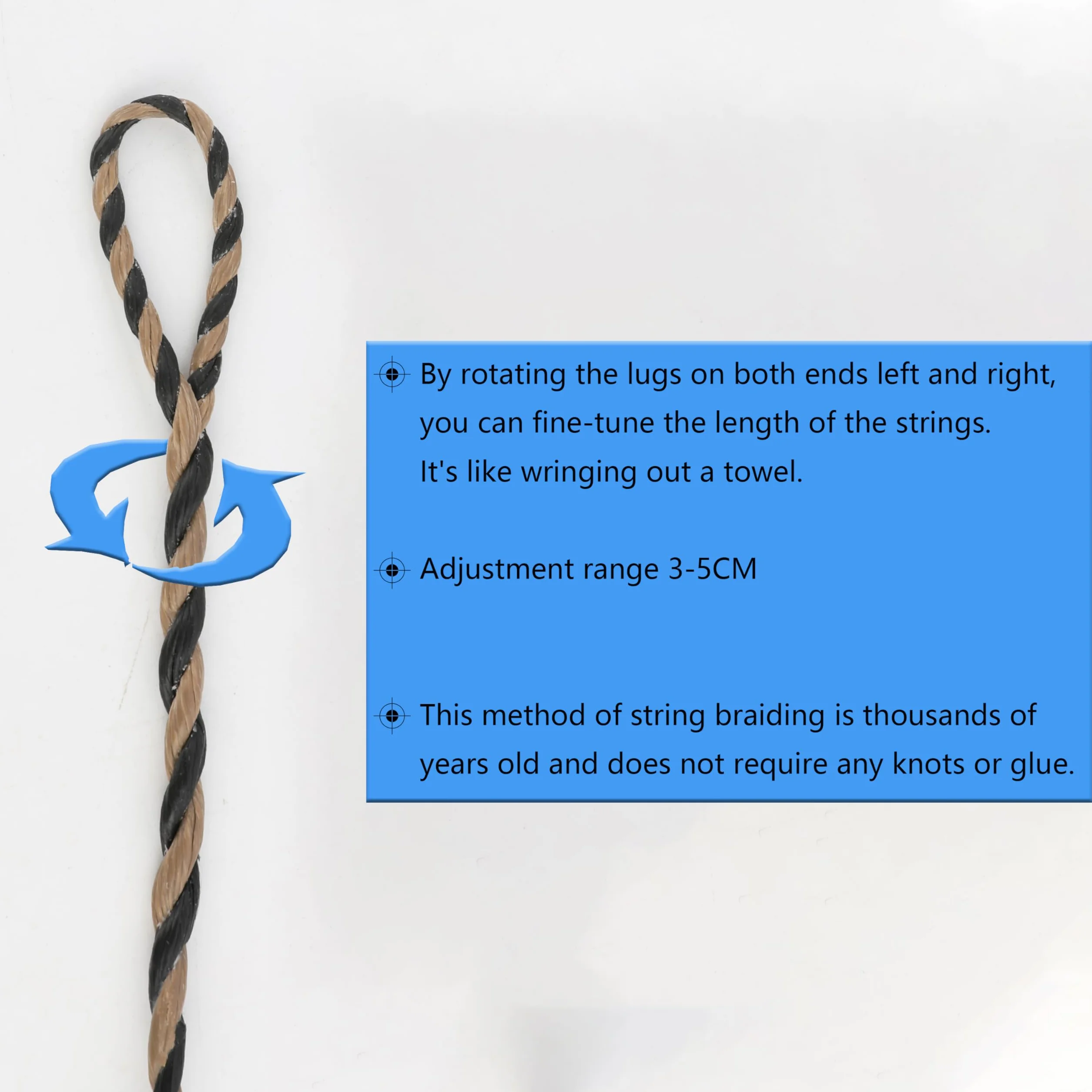 Corde à Arc Flemish Twist 42-66" 12/14/16 brins pour Arcs Traditionnels Recourbés