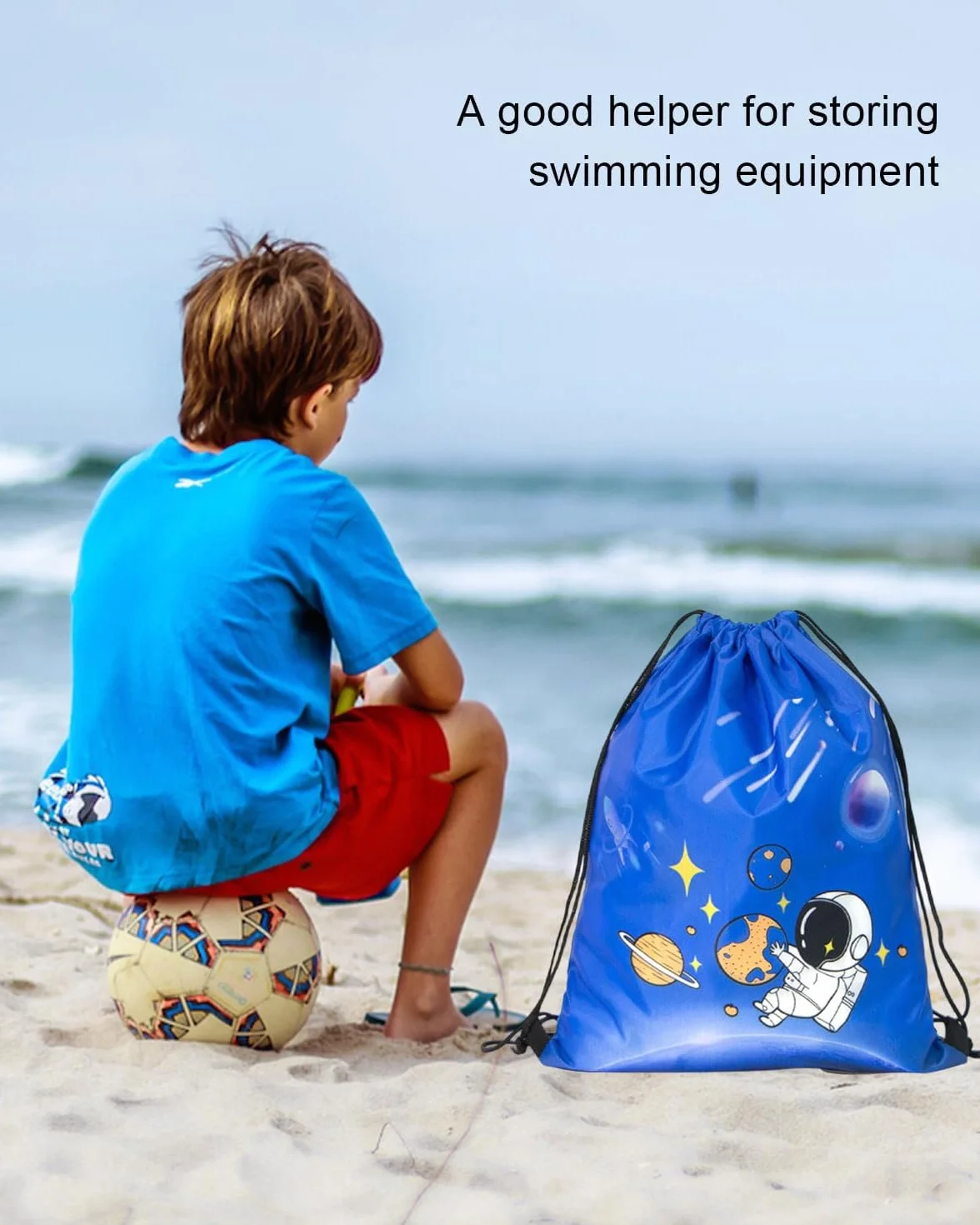 Sac à dos à Cordon pour Enfants étanche - Sac de Sport Plage Natation École Voyage avec Poche Zippée