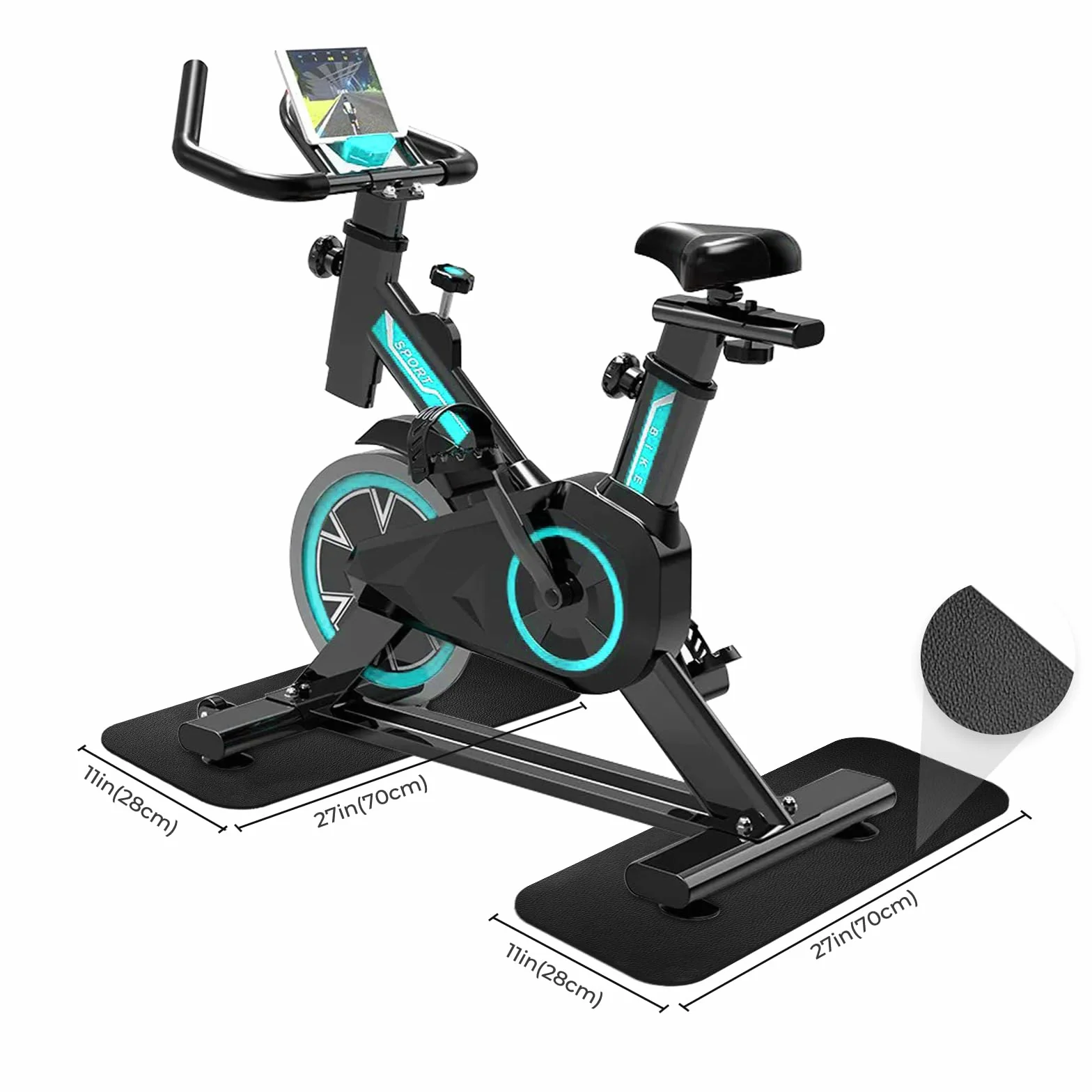 Tapis Home Trainer 6mm PVC Protection Équipement Fitness 28x70cm 2pcs