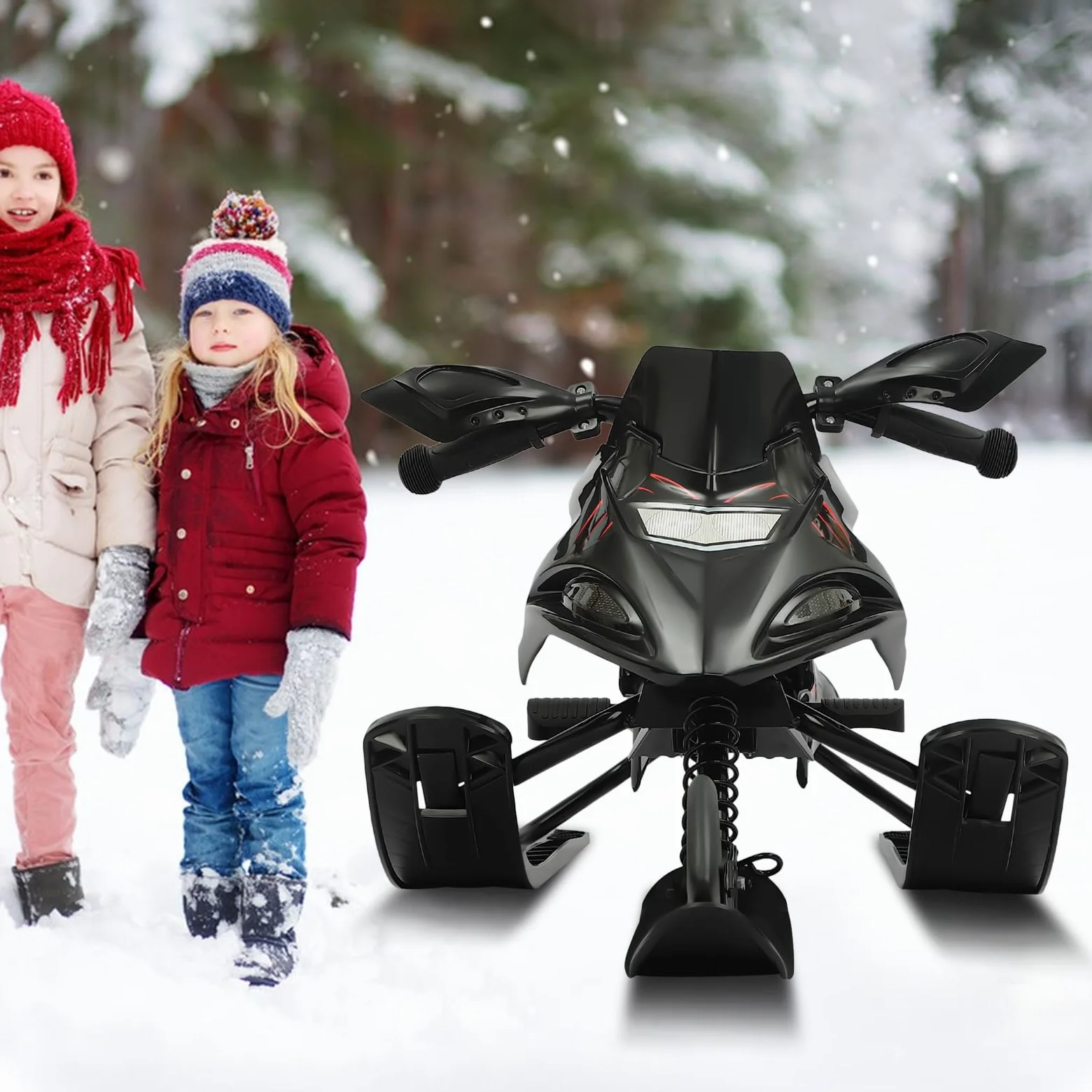 Luge de direction pour enfants avec freins, idéale pour les sports de neige en polyéthylène et fer, convient aux enfants de plus de 3 ans, avec rembourrage réglable et capacité de charge stable