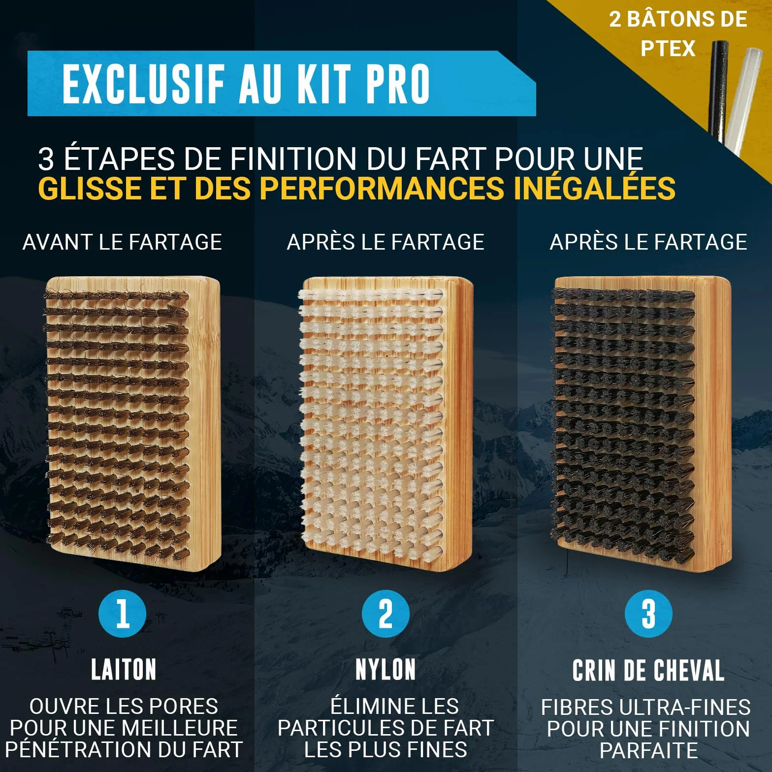 Kit de réglage Snowboard Ski Winterial avec Fer, Cire Toutes températures, Lime Bords coudés, PTEX
