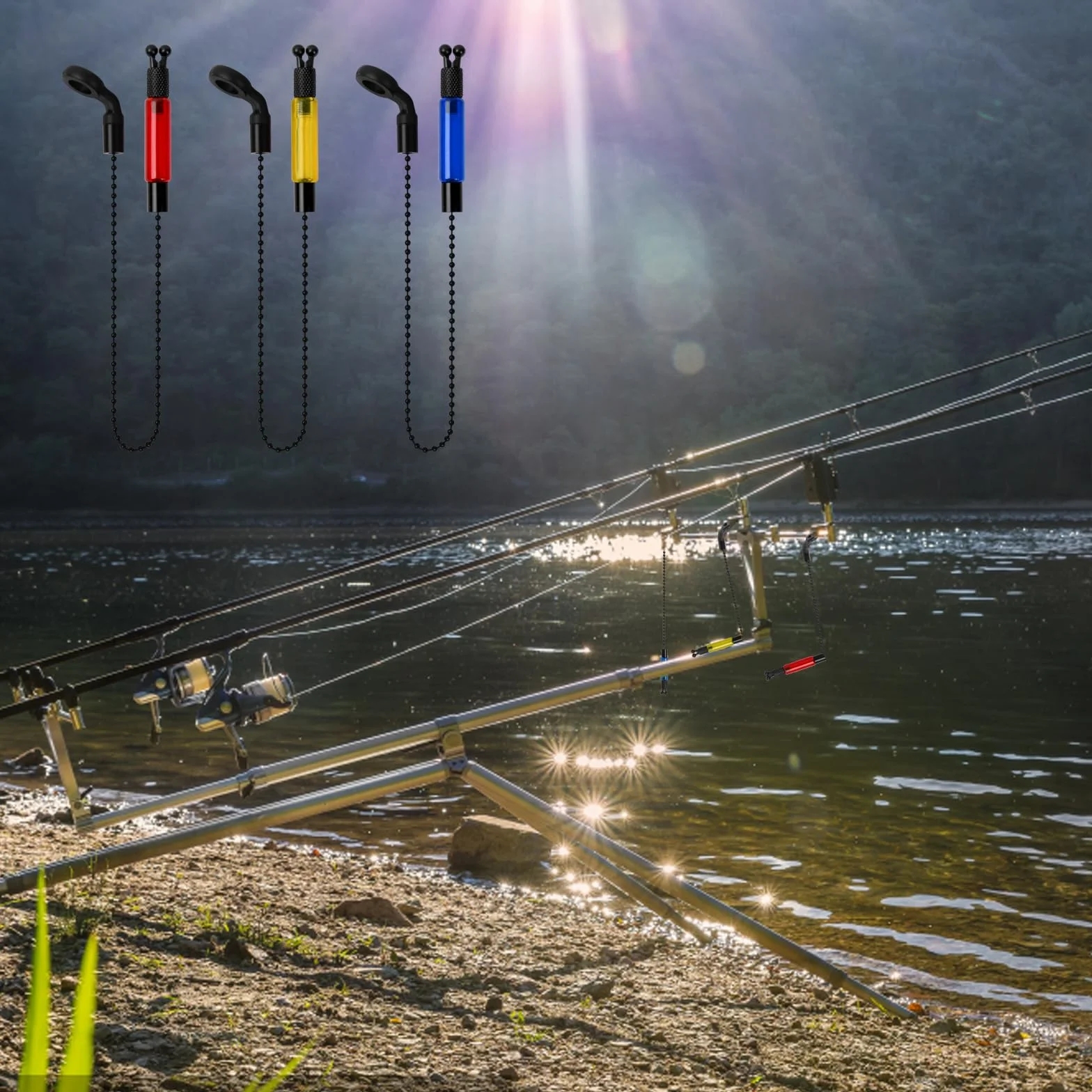 Détecteurs de Touche - 3 Indicateurs de Touche Swinger pour la Pêche à la Carpe - Indicateurs de Touche ND Bien Visibles - Accessoire de Pêche de Nuit