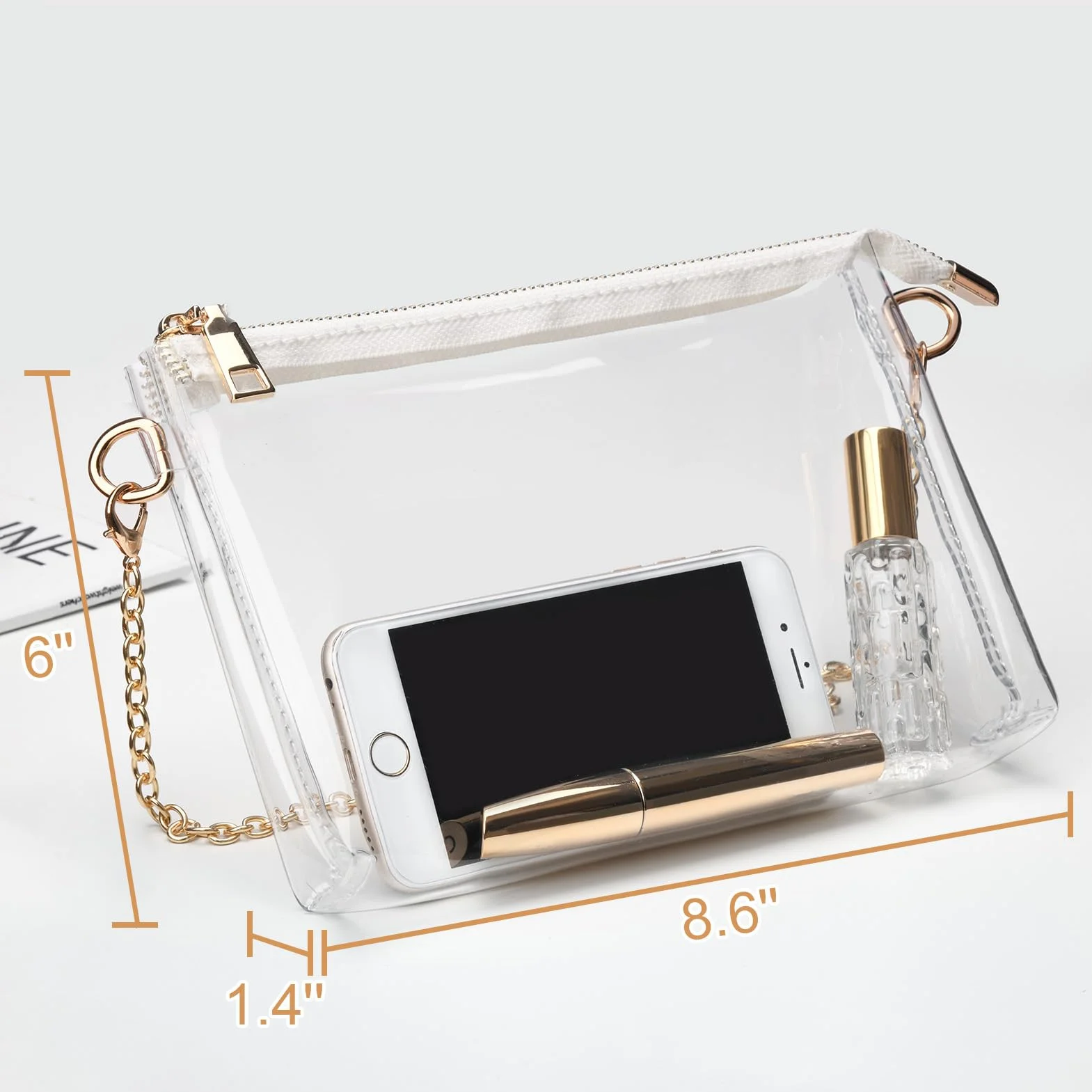 Sac à main transparent pour femme BS-VOG – Petit sac à bandoulière approuvé par les stades avec fermeture éclair