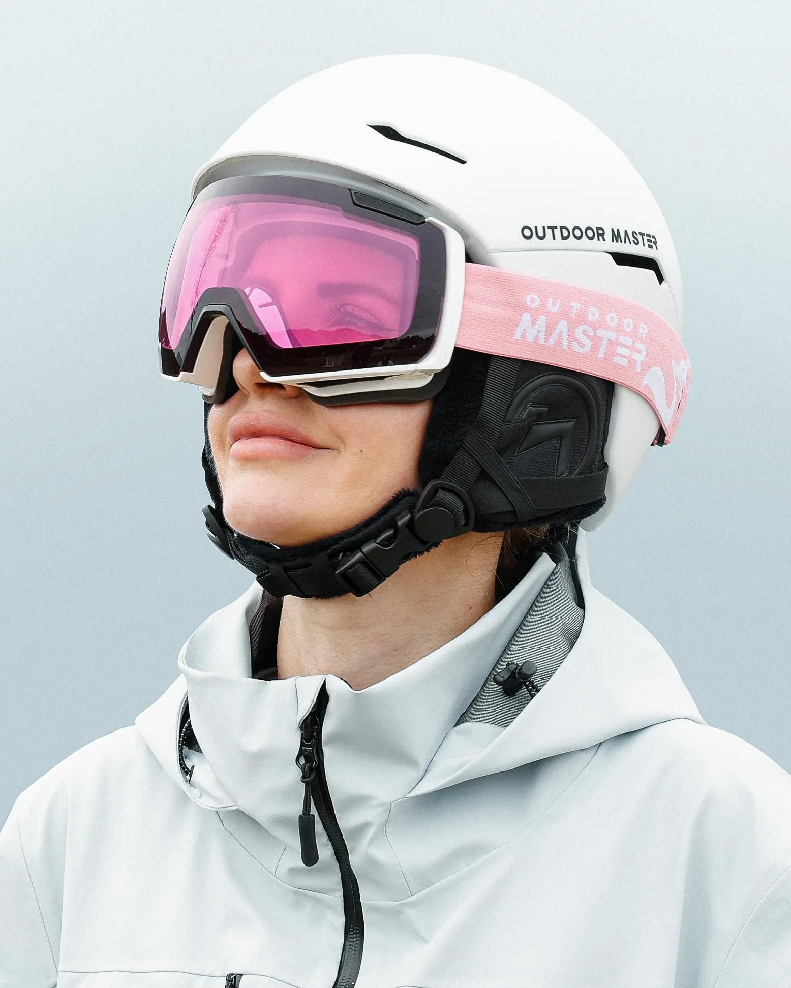 OutdoorMaster Heron Lunettes de ski à 2 verres, sans monture, interchangeables magnétiquement HD Toric Lens, lunettes de snowboard OTG pour hommes & femmes, 100% protection UV Snow Goggles