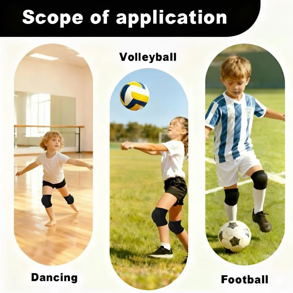 Genouillères de protection élastiques S, genouillère danse confortable, sport antichoc rembourrée pour enfants yoga course fitness football