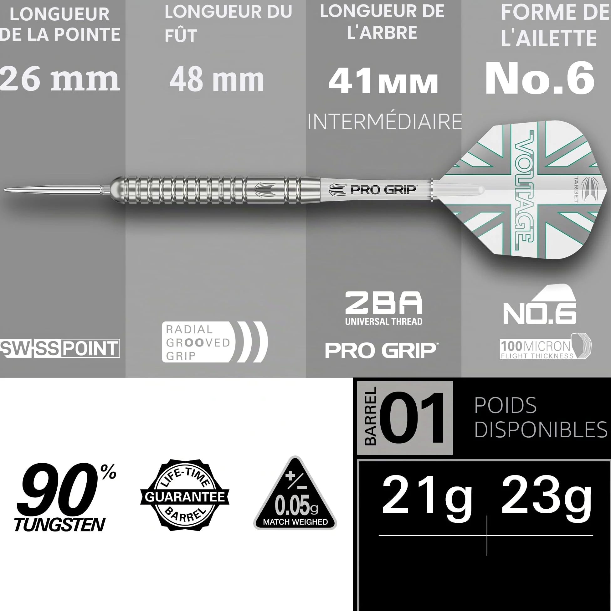 Target Darts Rob Cross Generation 1 Fléchettes à Pointe d'acier, 90% tungstène Jeu de fléchettes, 21G/23G | Fléchettes G1 Player Edition avec Pointes suisses ou Points Fixes, tiges Pro Grip