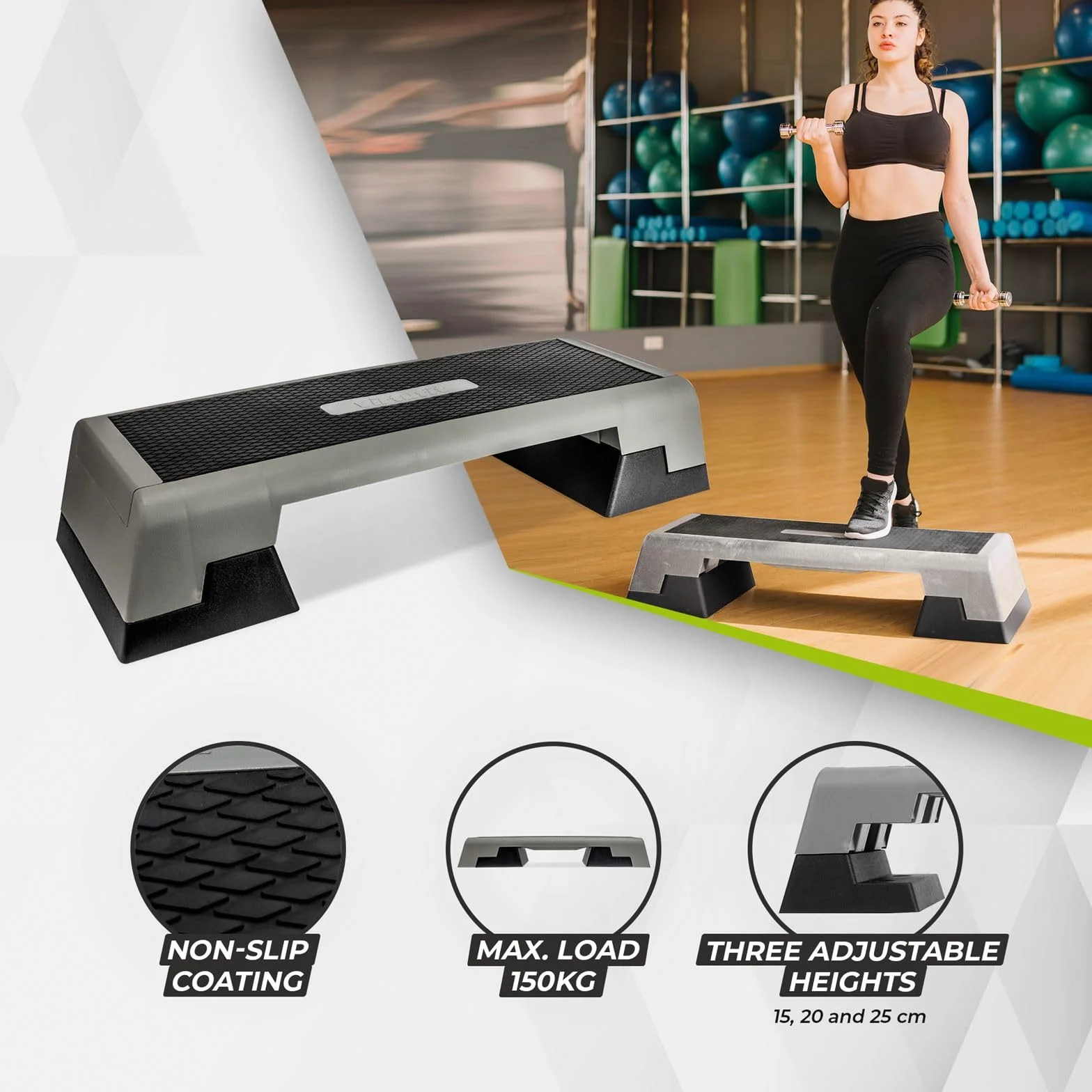 VirtuFit Stepper d'aérobic professionnel réglable - Appareil d'entraînement pour la maison
