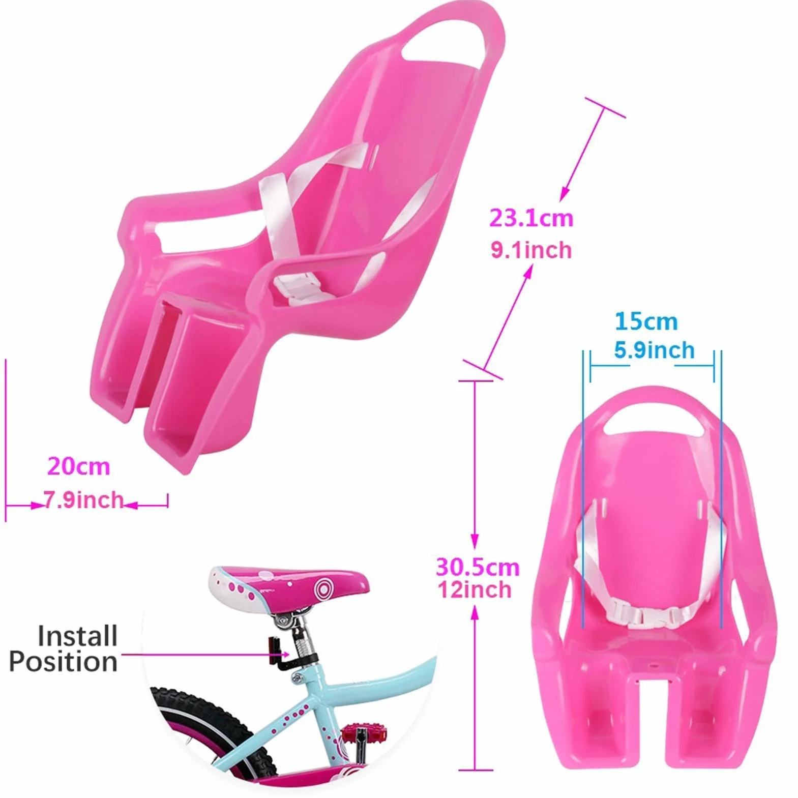 Siège de vélo pour filles porte poupées avec autocollants DIY, accessoires vélo enfants
