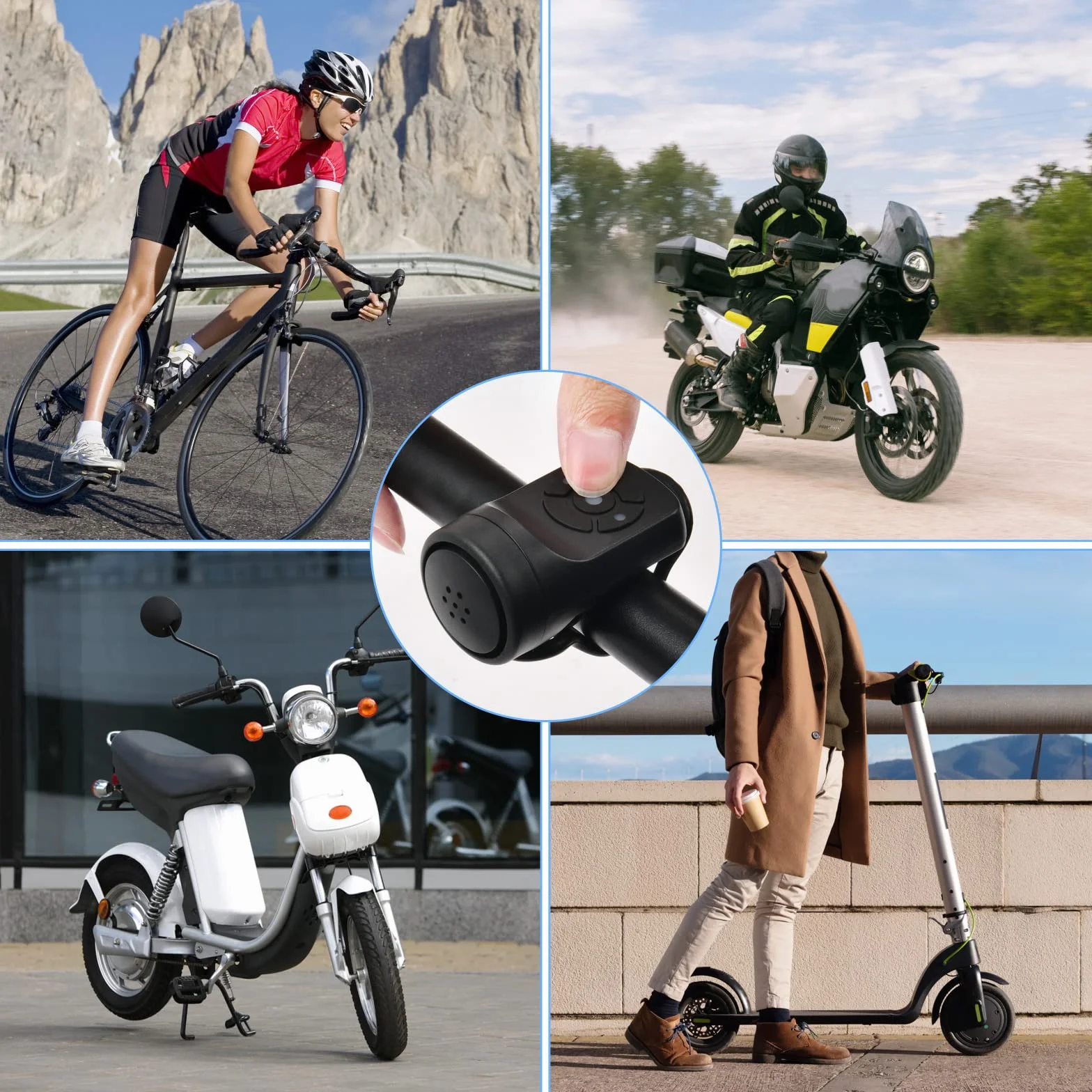 Flintronic Sonnette de Vélo Électrique 120dB IPX4 USB Klaxon Noir