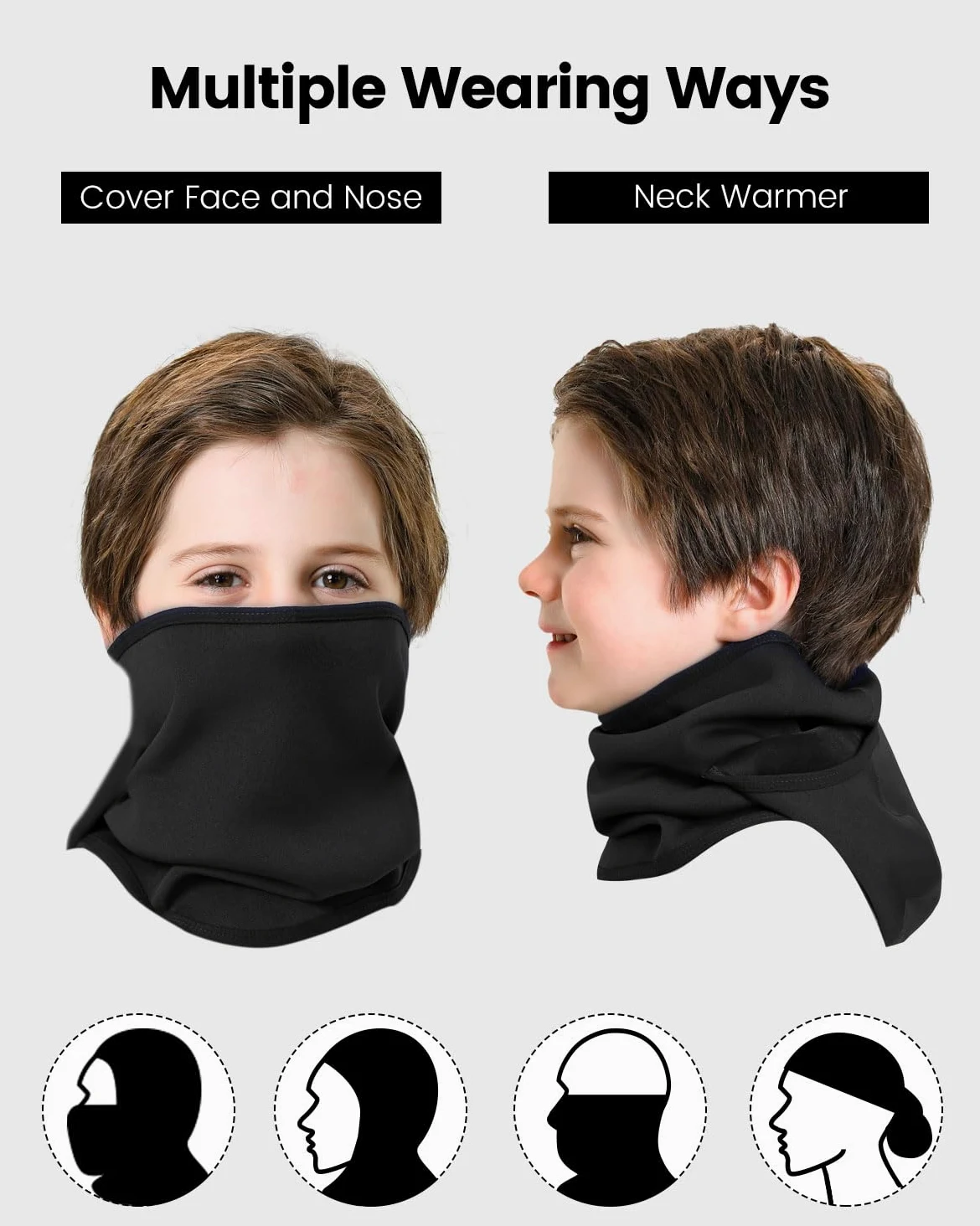 Aegend Cagoule de ski coupe-vent pour enfants par temps froid, cache-cou, cagoule tactique en polyester polaire pour enfants