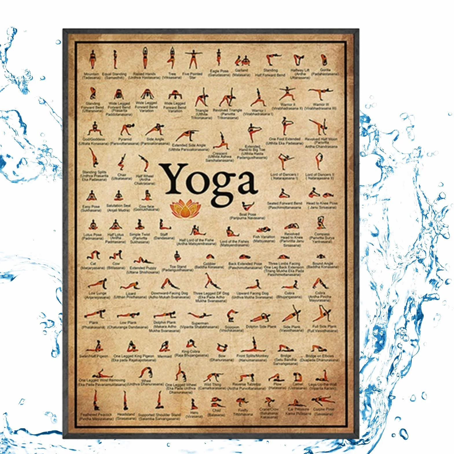 Affiches de poses de yoga pour salle de gym à domicile, décoration fitness, tableau d'exercices