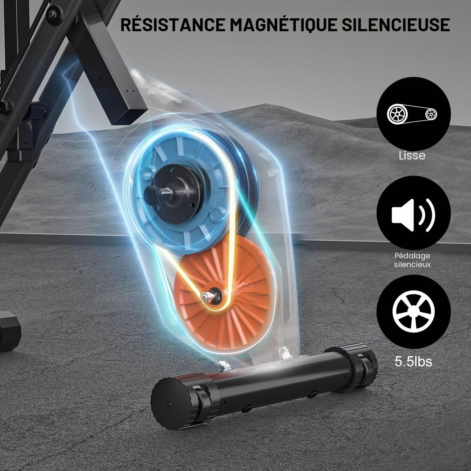 Vélo d'appartement pliable 4 en 1 ergomètre 150 kg résistance magnétique réglable écran LCD fitness bike capteurs à pulsation