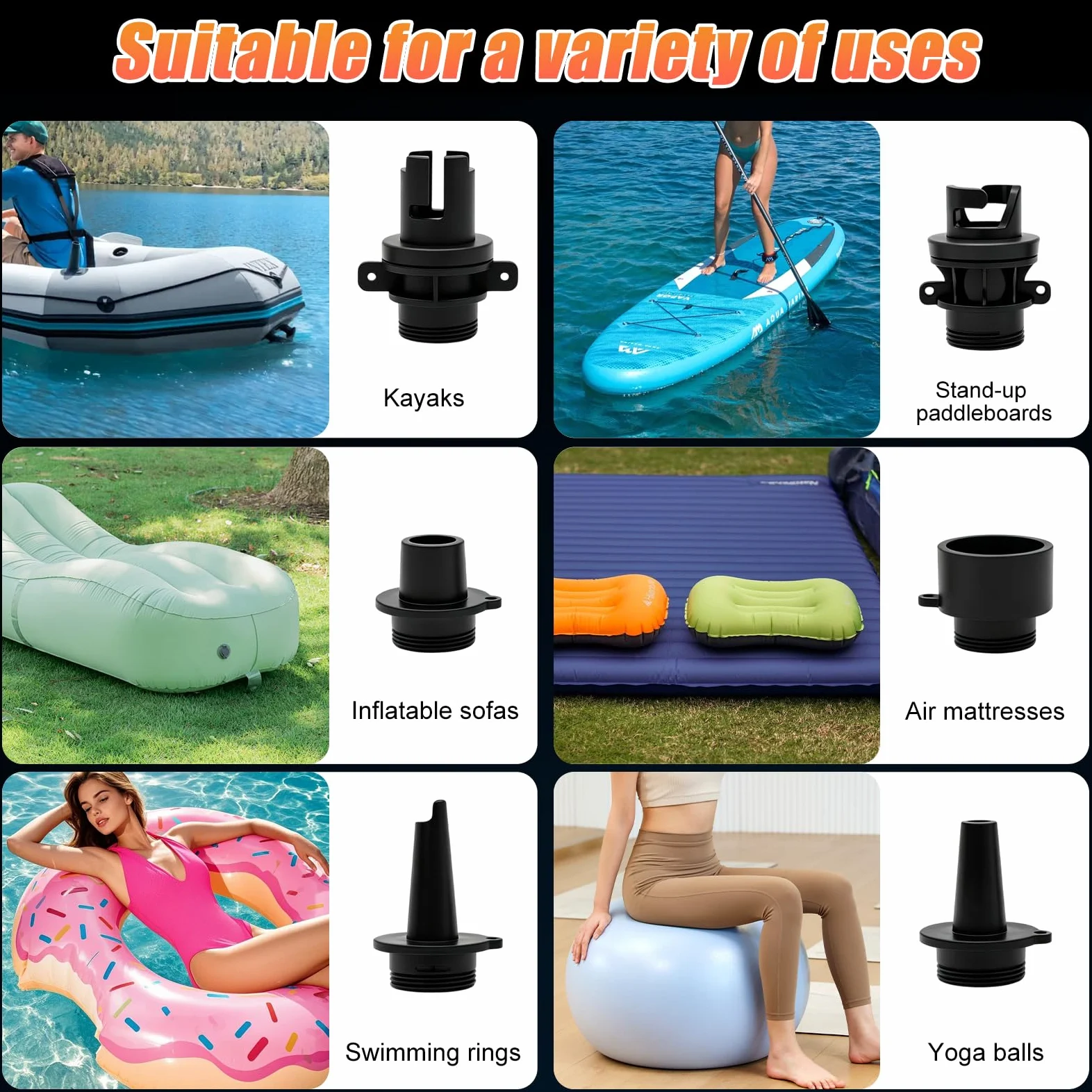 Gonfleur Paddle Électrique 22 PSI avec Batterie Rechargeable | Pompe Sup Électrique, Gonflage et Dégonflage Rapides, Arrêt Automatique, 6 Embouts pour Sup,Kayak,Bateau,Tente