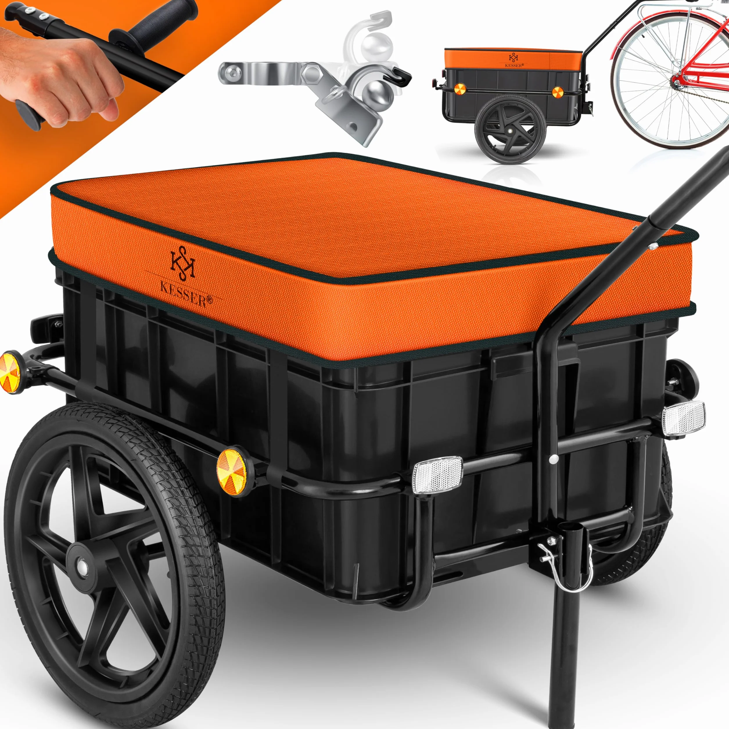 KESSER® Remorque Vélo Chariot Transport 70L 60kg