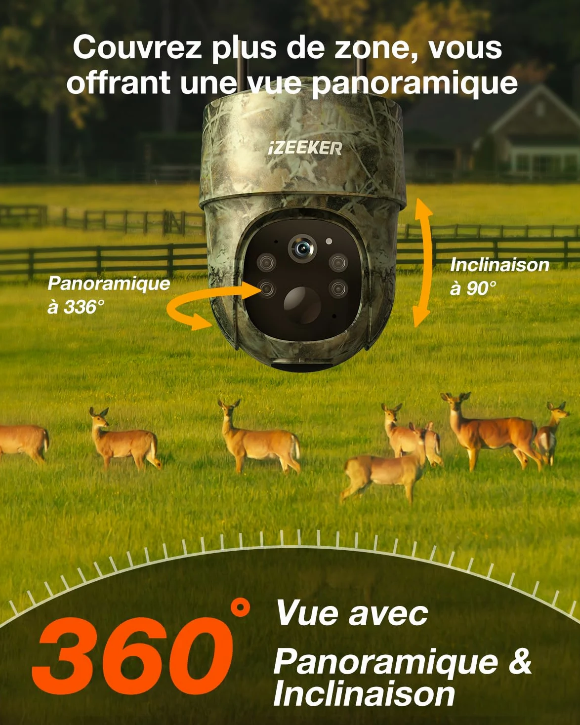 iZEEKER 4G LTE Solaire Caméra de Chasse, 2K PTZ Caméra Chasse avec Carte SD et SIM, 360° Rotation, Diffusion en Direct & Accès à Distance, 940nm sans Lueur IR, Activée par Le Mouvement IP65 Etanche