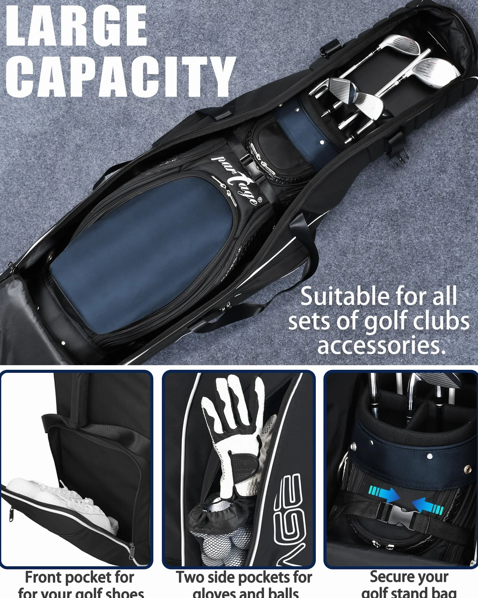 Sac de Voyage de Golf Oxford 900D très résistant avec roulettes Noir