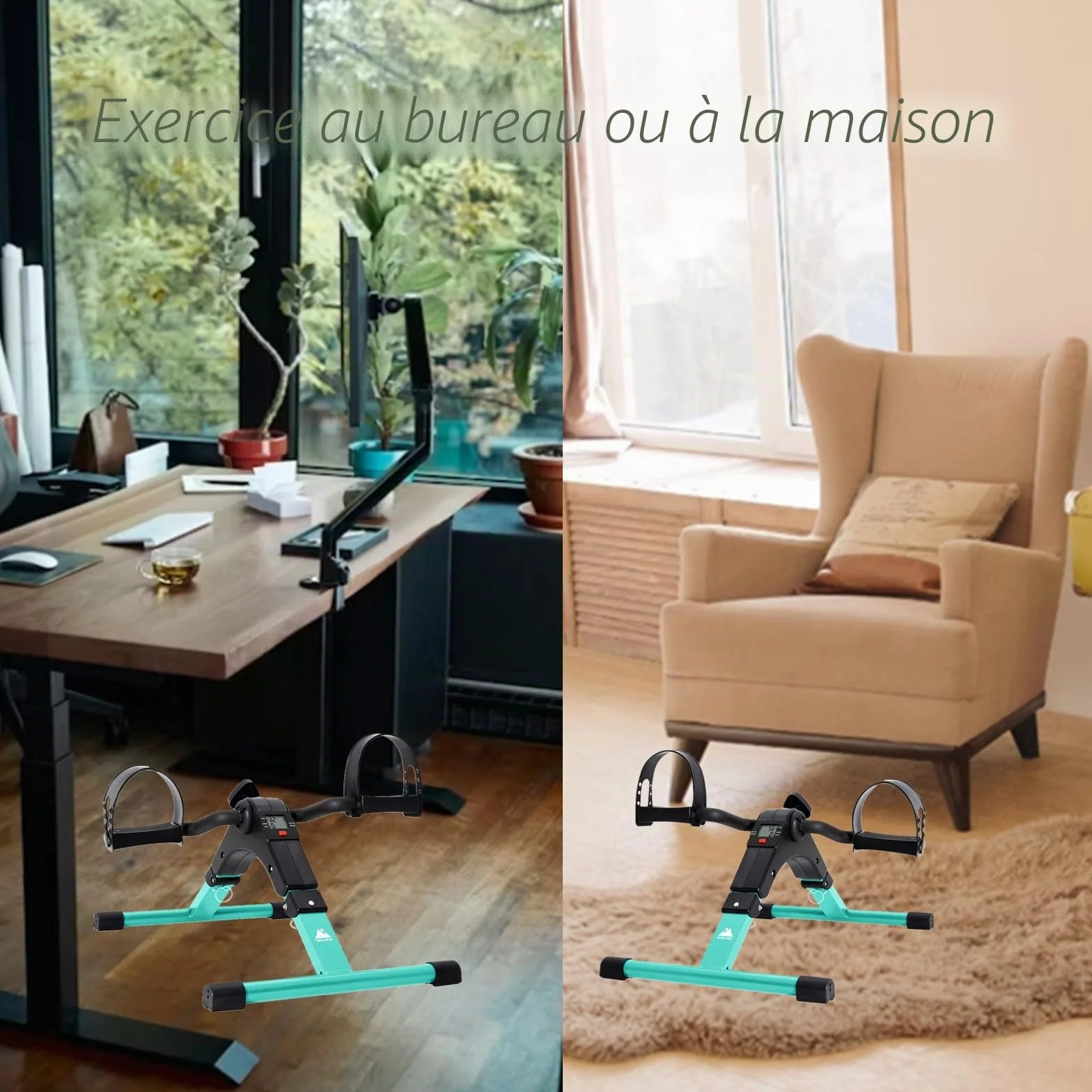 EVOLAND Mini vélo d'exercice pliant avec moniteur LCD et résistance