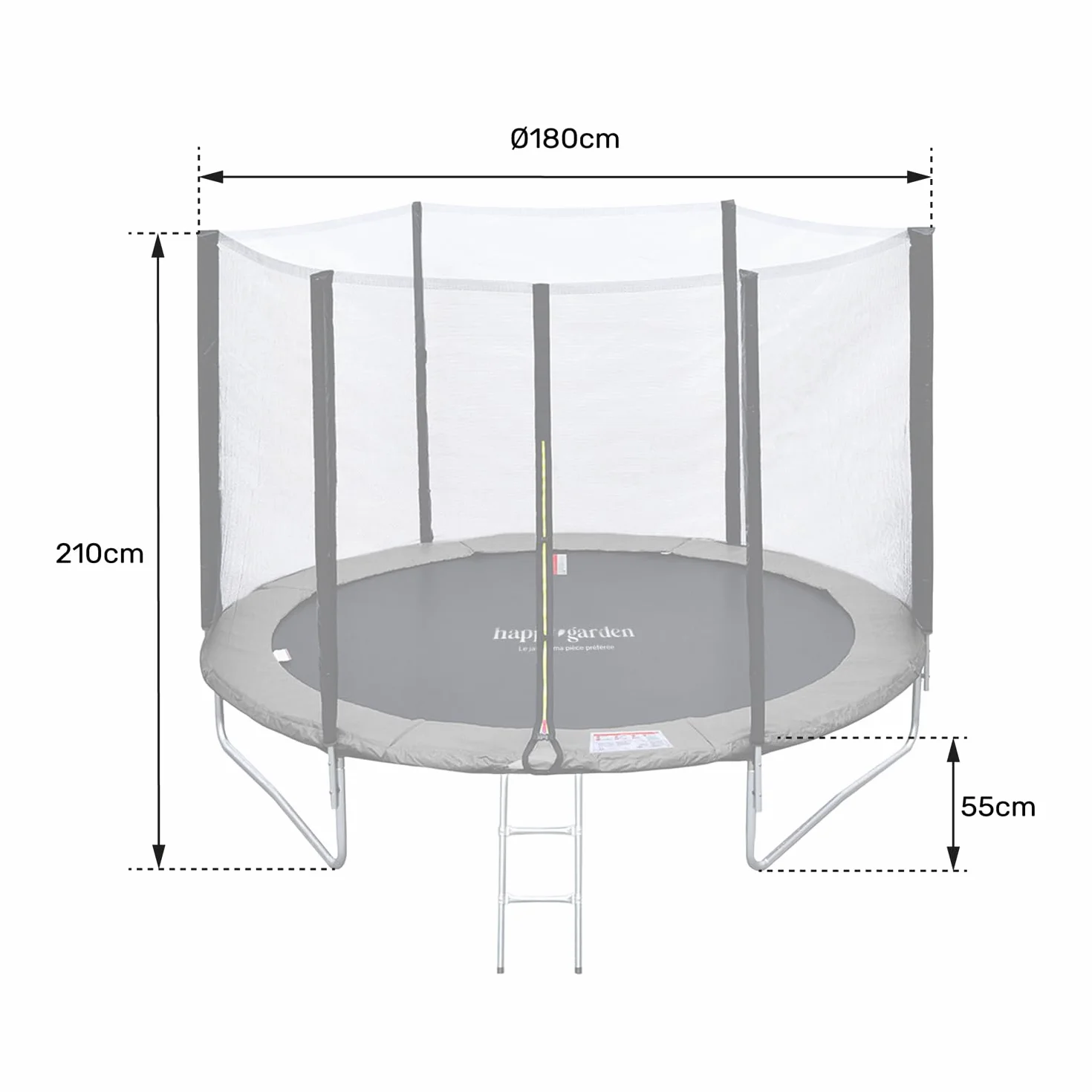 Trampoline de Jardin Rond pour Enfants 180cm réversible Vert/Bleu Cairns avec Filet, Échelle, Bâche et Kit d'Ancrage