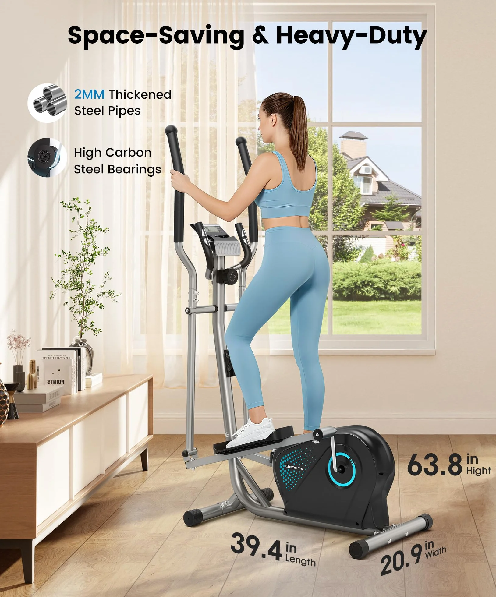 YOLEO Vélo Elliptique 16 Niveaux de Résistance Volant d'Inertie 6 kg Écran LCD Appareil Fitness Cardio