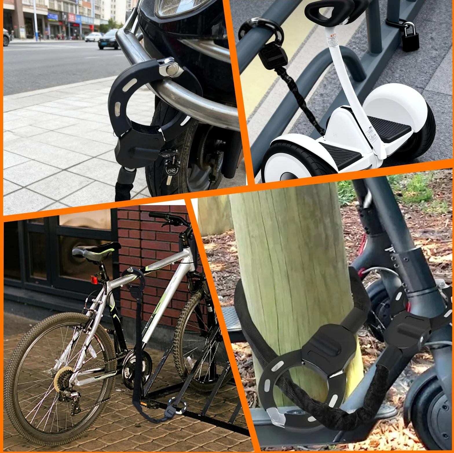 Antivol Trottinette Electrique avec 3 Clés, Cadenas Velo Sécurité 90 cm, Chaînes Scooters Robuste 8 mm, Verrouillage Menotte pour Poussettes, Scooter, Vélos, Motos, Portail, Clôture