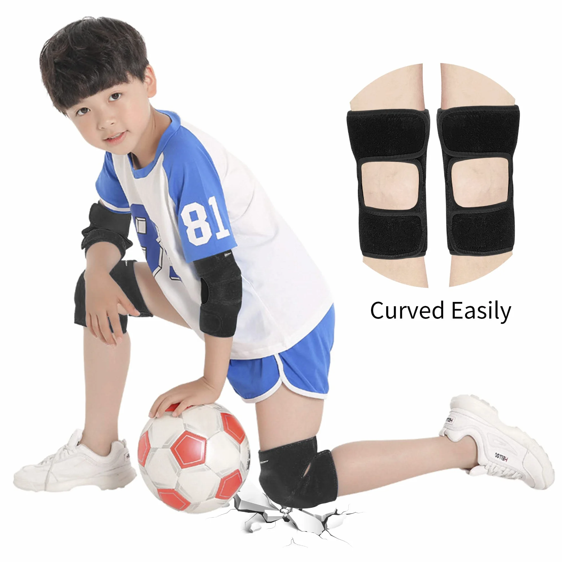 Genouillères Ajustable Garçons Filles Genouillère de Soutien avec Renforts SBR pour Vélo Danse Volleyball