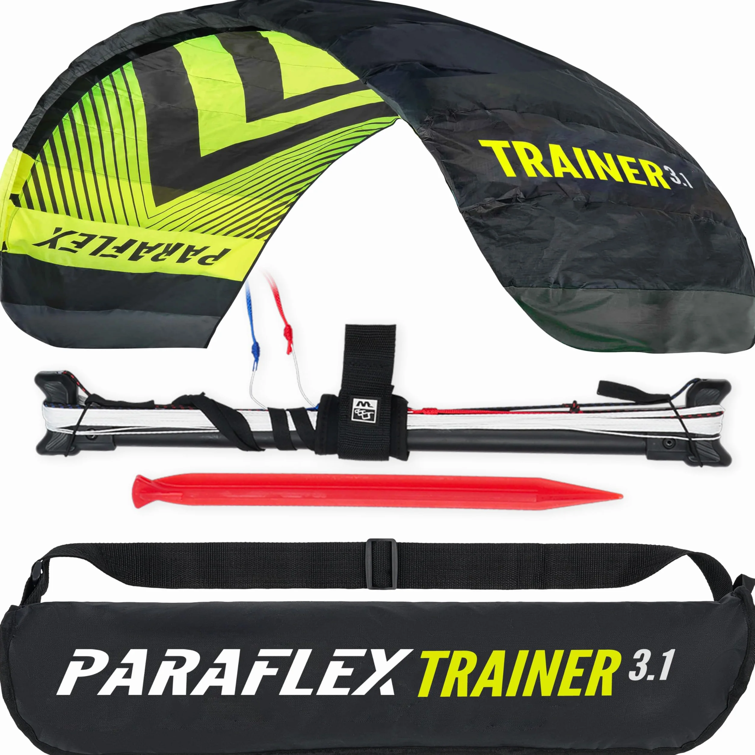 Wolkenstürmer Paraflex Trainer 3.1 Jaune Fluo Aile de Kitesurf 3 Lignes Cerf-Volant