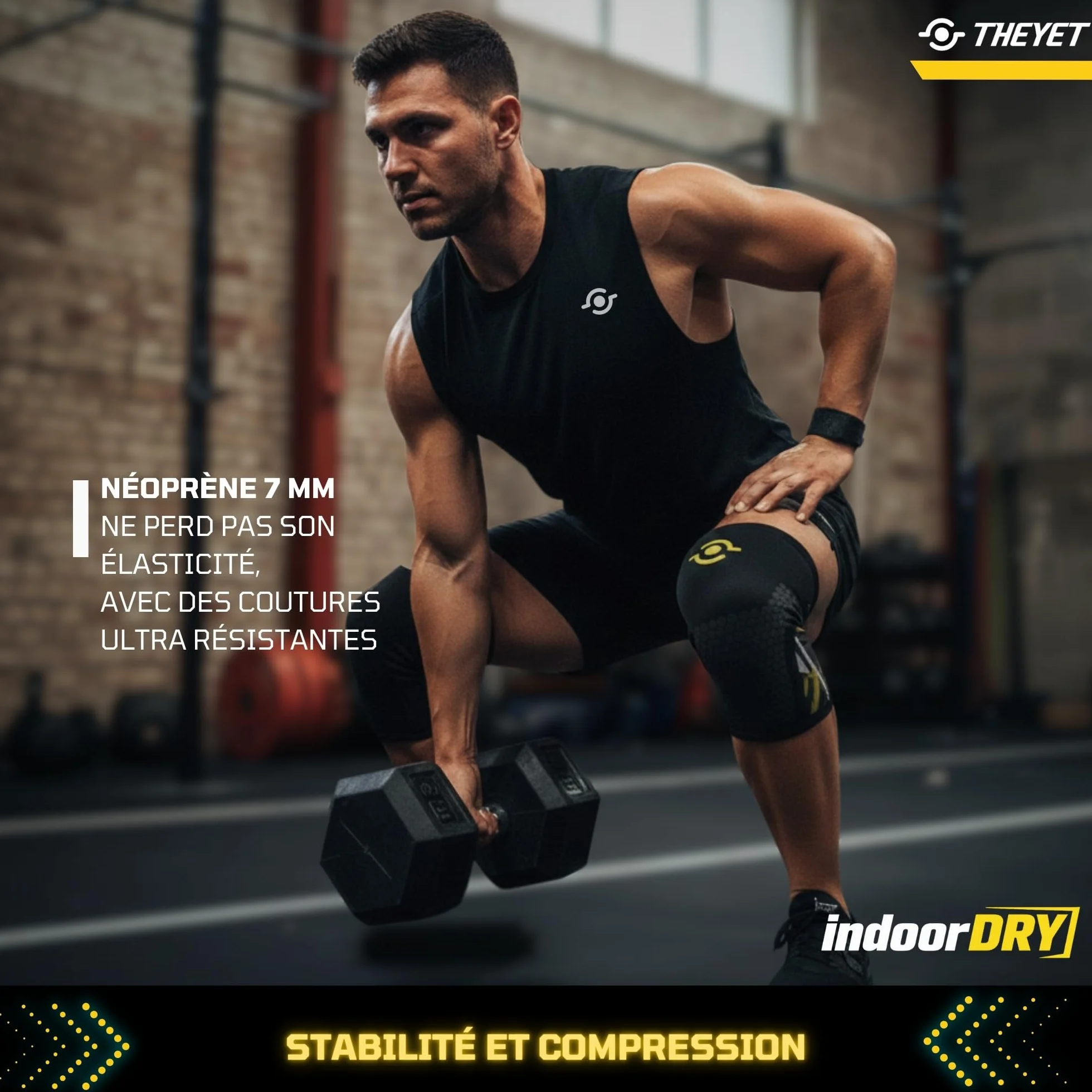 Theyet Genouillères Crossfit Haltérophilie 7mm Protections Sportives Genoux Musculation Maintien Femme Homme Néoprène Antidérapante