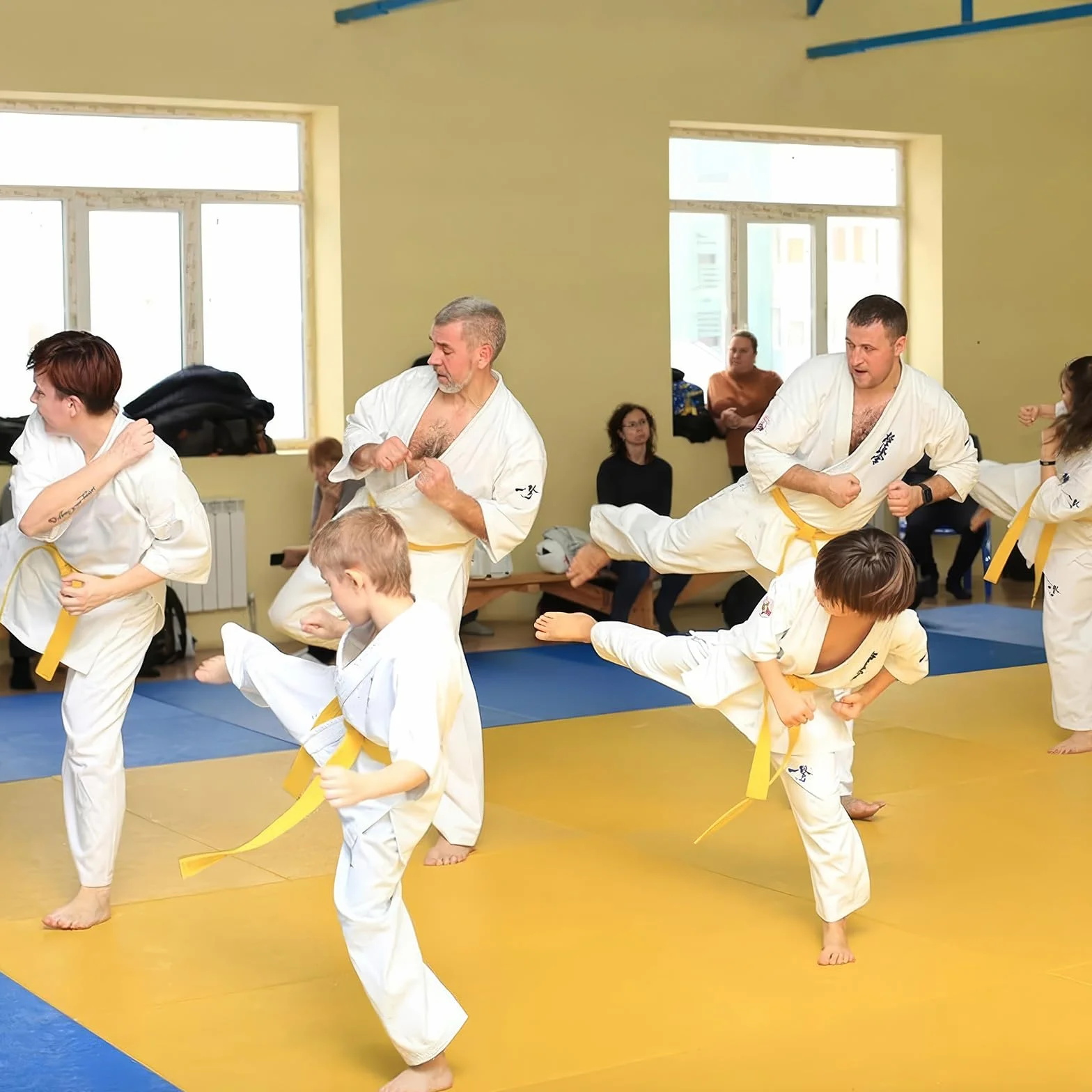 Ceinture de Taekwondo Karaté Judo Double Wrap Arts Martiaux Jaune 260x4cm
