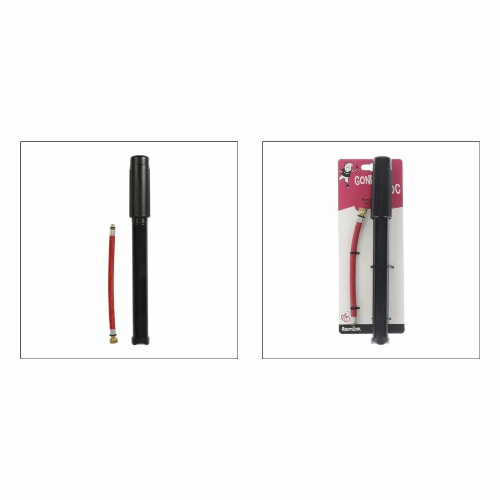 RAYMOND Mini Pompes à Main Cyclisme Embouts Mixtes PV GV Plastique 25cm Gonflage pneus vélos Noir