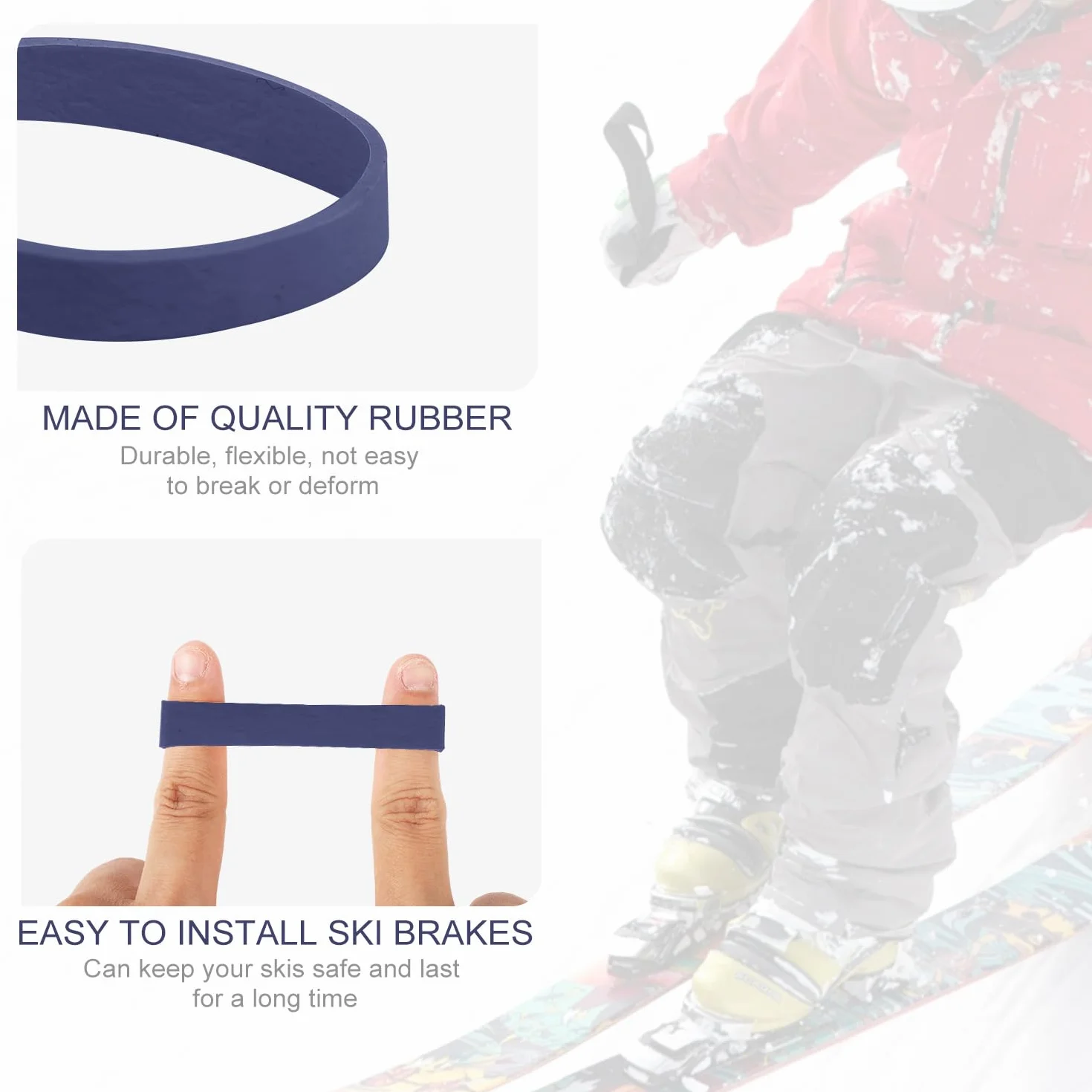 Band de Frein de Ski, 32pcs Retenues de Freins de Snowboard Bande de Caoutchouc
