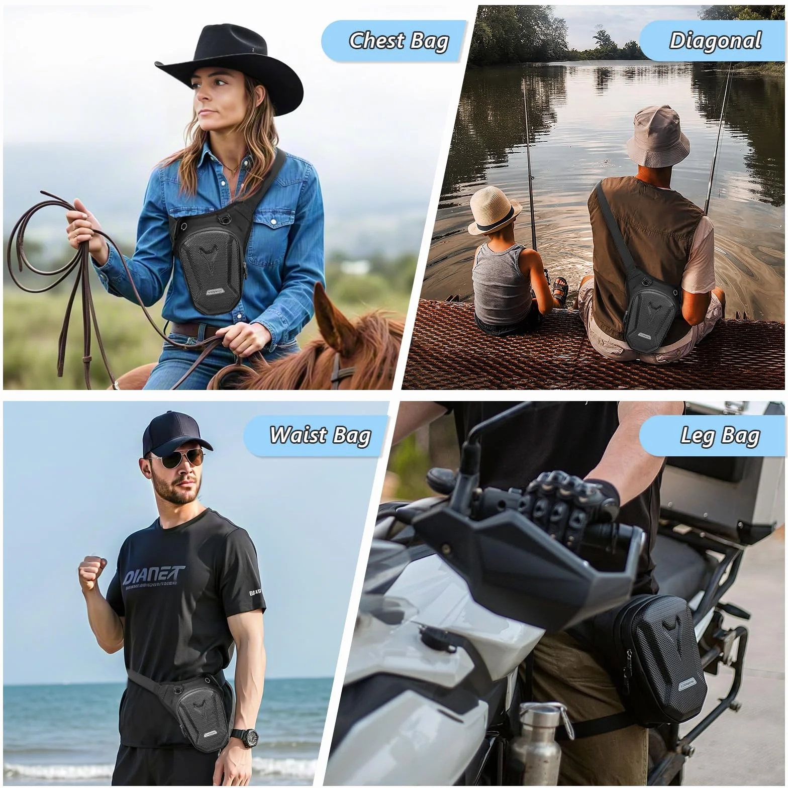 Flintronic Sacoche de Jambe Moto, Sac de Jambe Tactique, Leg Bag en Coque EVA, Multifontion Moto Poche Jambe, Imperméable, avec Sangle de Jambe Amovible, pour Cyclisme, Course, Randonnée