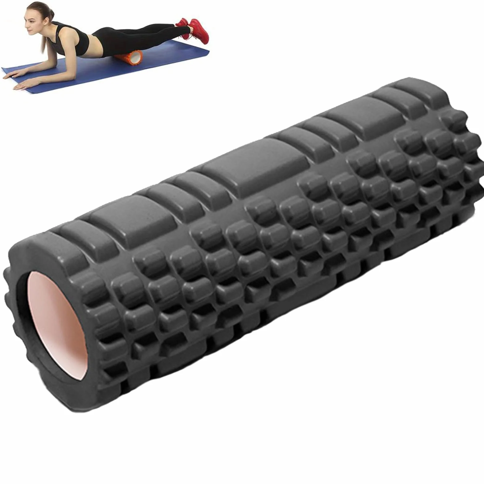 Rouleau de massage fascia dos colonne vertébrale 30 x 10 cm Noir
