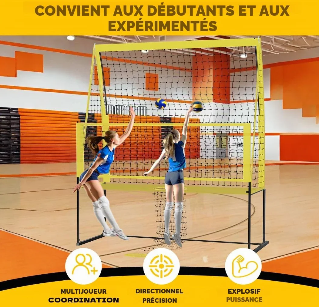 Yoving Filet d'Entraînement Volley-Ball 2,4m x 3,4m Structure Renforcée Intérieur Extérieur