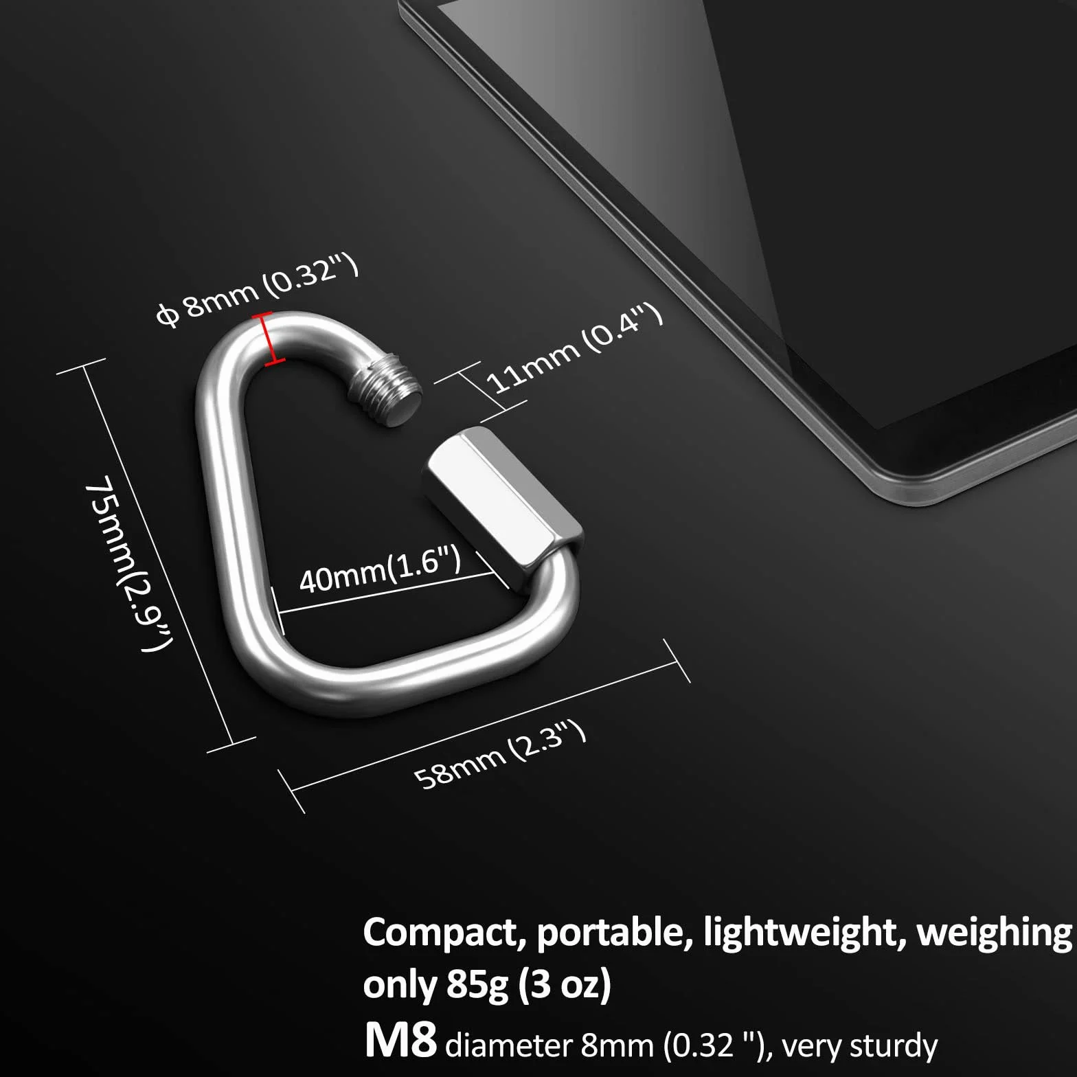 DASKING Mousqueton de Sécurité 2 Pièces M8 M10 12kN 28kN Acier Inoxydable