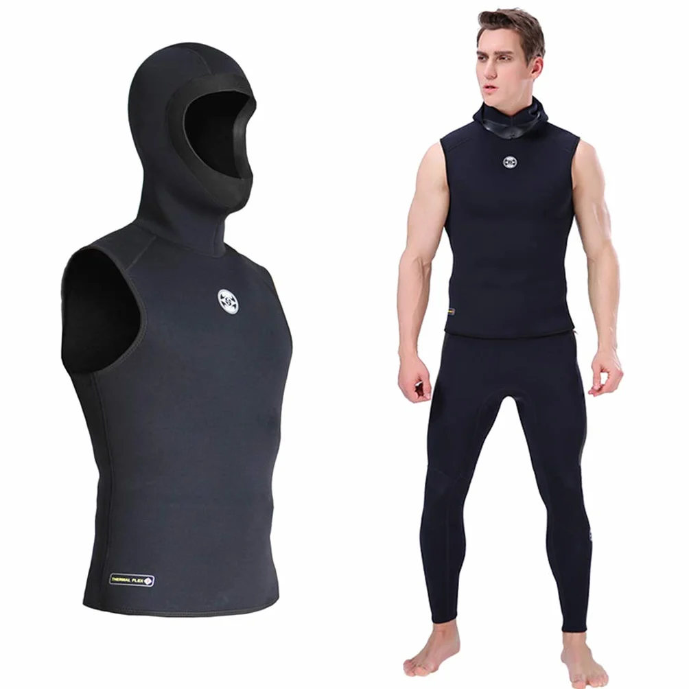 Gilet de plongée homme néoprène 3 mm sans manches capuche pour plongée surf natation voile