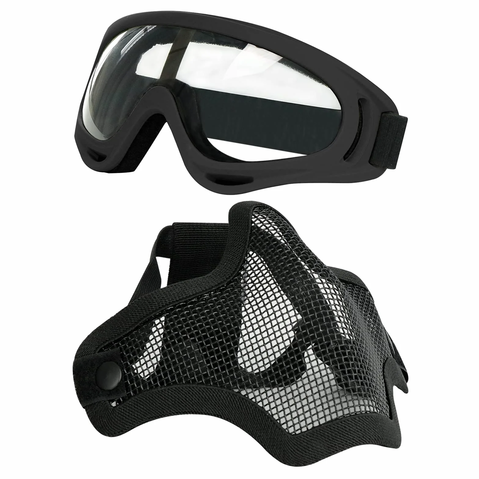 Masque Airsoft Acier Plein avec Lunettes pour CS Paintball Tir