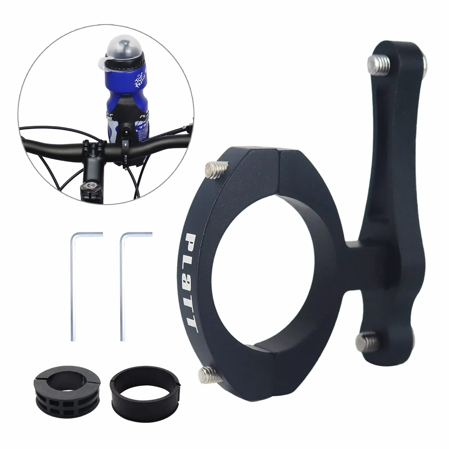 PLATTBK Adaptateur Porte Bidon Velo, Support Porte Gourde VTT Alliage Aluminium, Porte Bouteille Pince Guidon