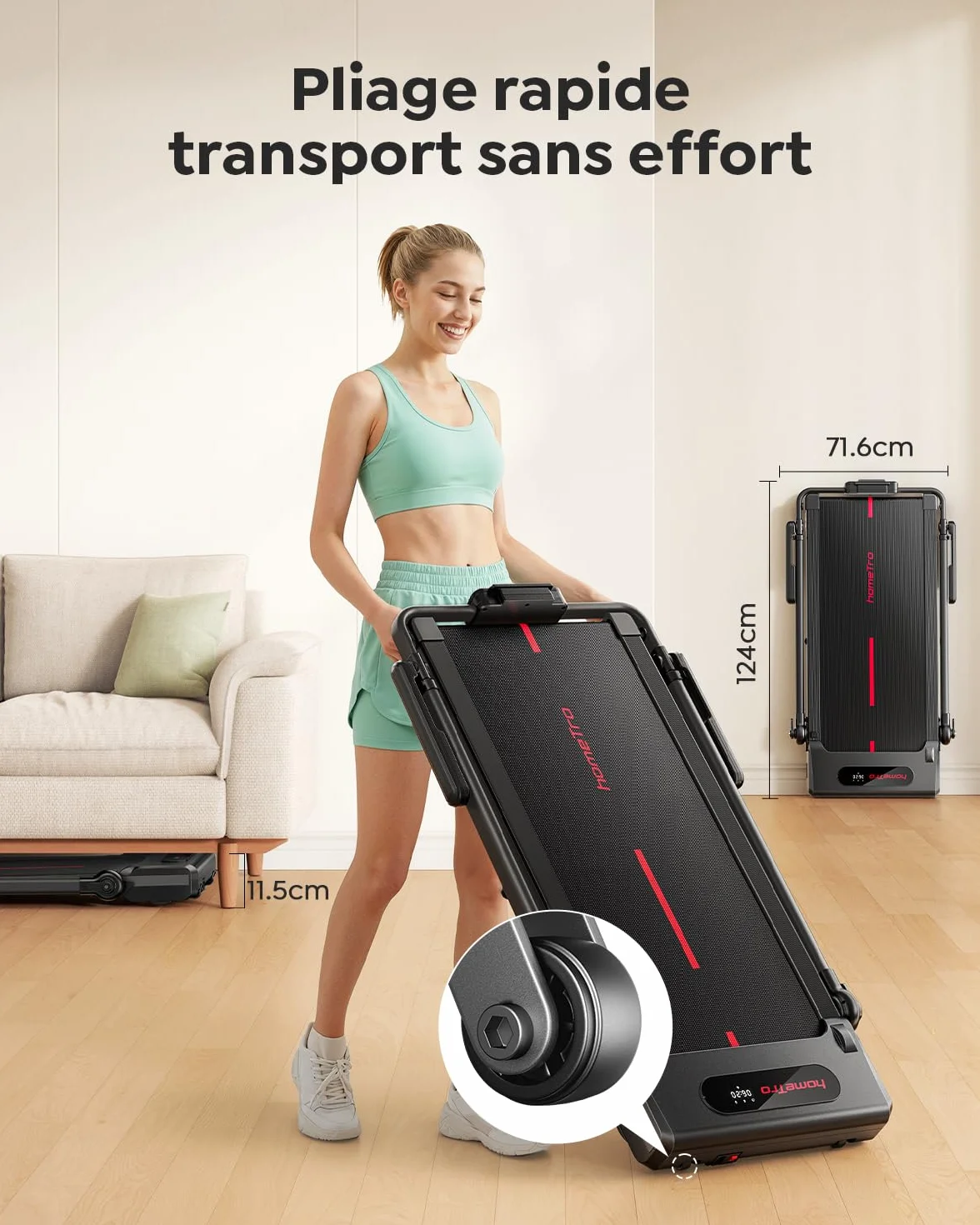 Tapis de Course Pliable Inclinable 7% avec Barres de Soutien, 1-12 km/h, Moteur Silencieux, 120kg