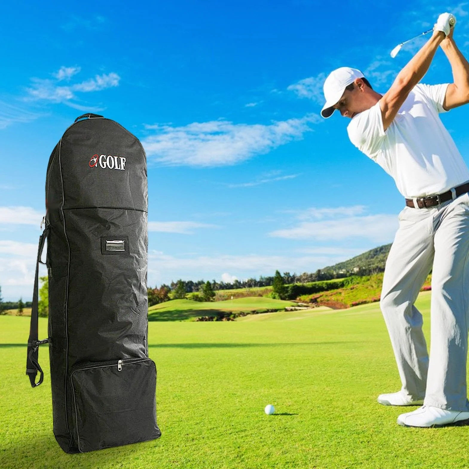 Sac de Golf pour Voyage avec Roues, Bandoulière Réglable