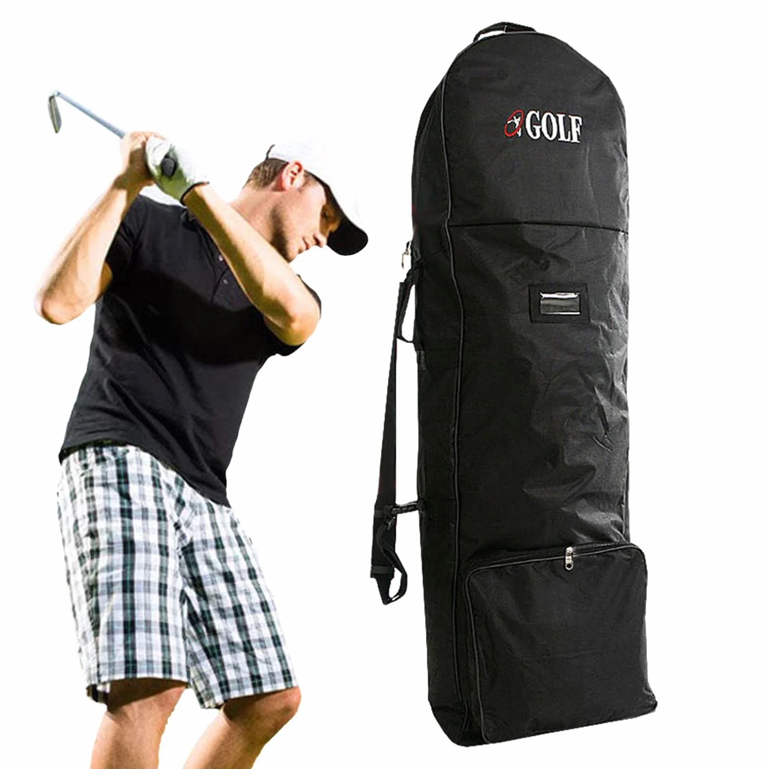 Sac de Voyage pour Club de Golf Polyester 600D avec Roulettes et Sangle Réglable