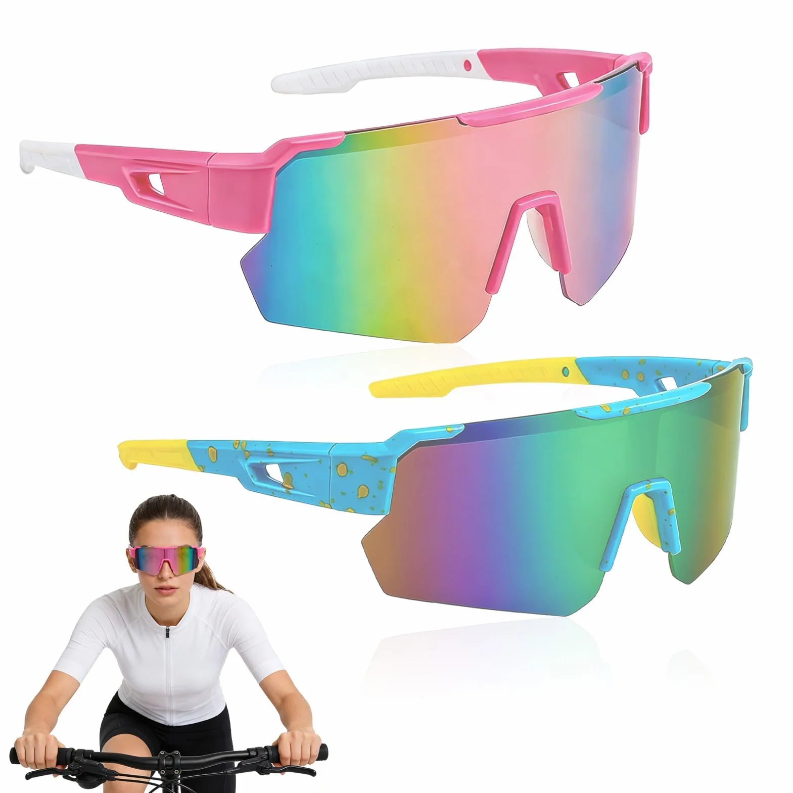 Lunettes de Soleil Sport Polarisées UV400 pour Cyclisme, Ski, Moto, Course à Pied