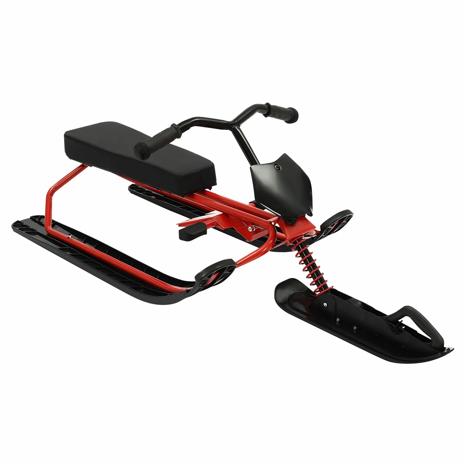 Luge de direction pour enfants, avec freins à pied et corde de traction, luge avec volant, luge pour enfants, luge à patins, luge à neige, max. 80 kg