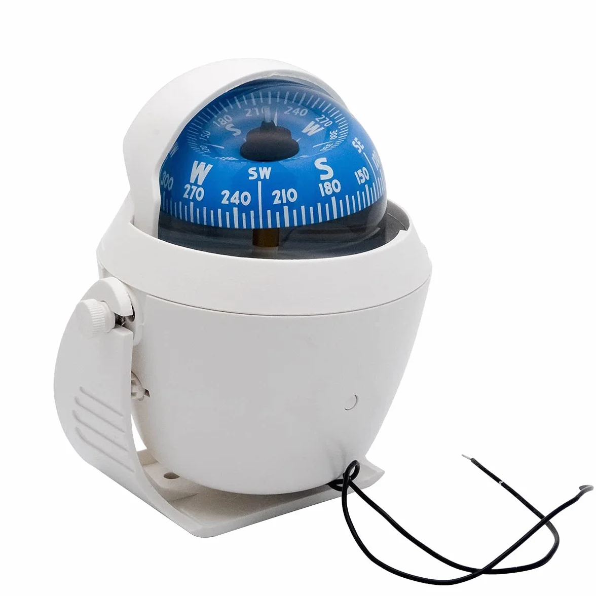 Boussole Marine Étanche avec Mont Boule pour Bateau Caravane Blanc Tableau Bord pivotante éclairée