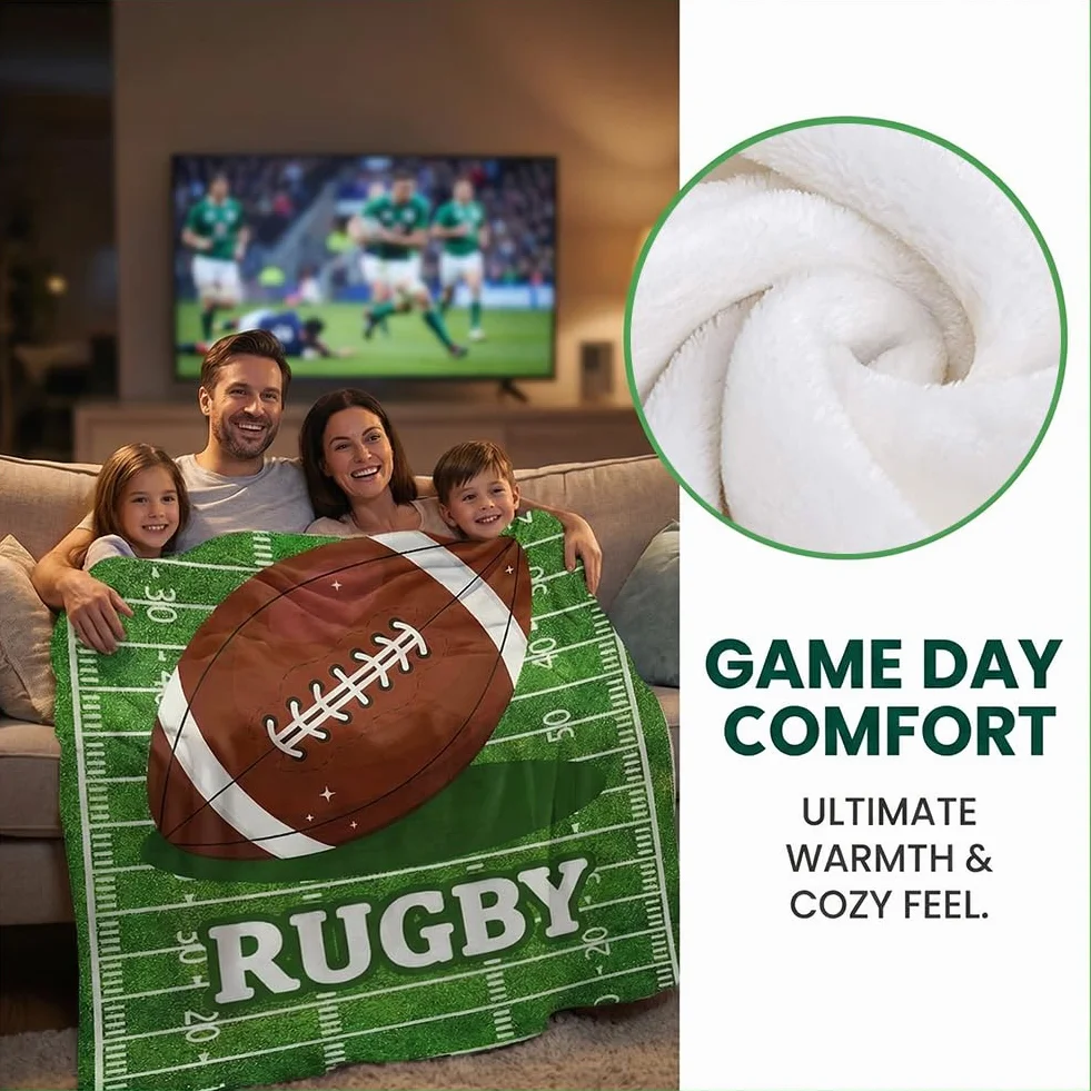 Couverture Rugby Personnalisée Homme Cadeau Entraîneur Football Anniversaire