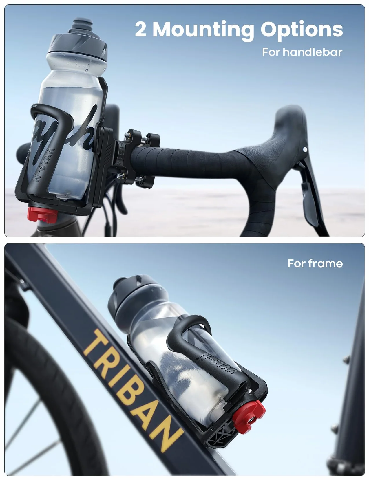 Lamicall Porte Bidon Vélo, Porte Gourde Vélo pour Bouteilles 48-71mm, Guidon Cadre, Taille Réglable, Outil à Vis, Porte-bidons Durables VTT Noir