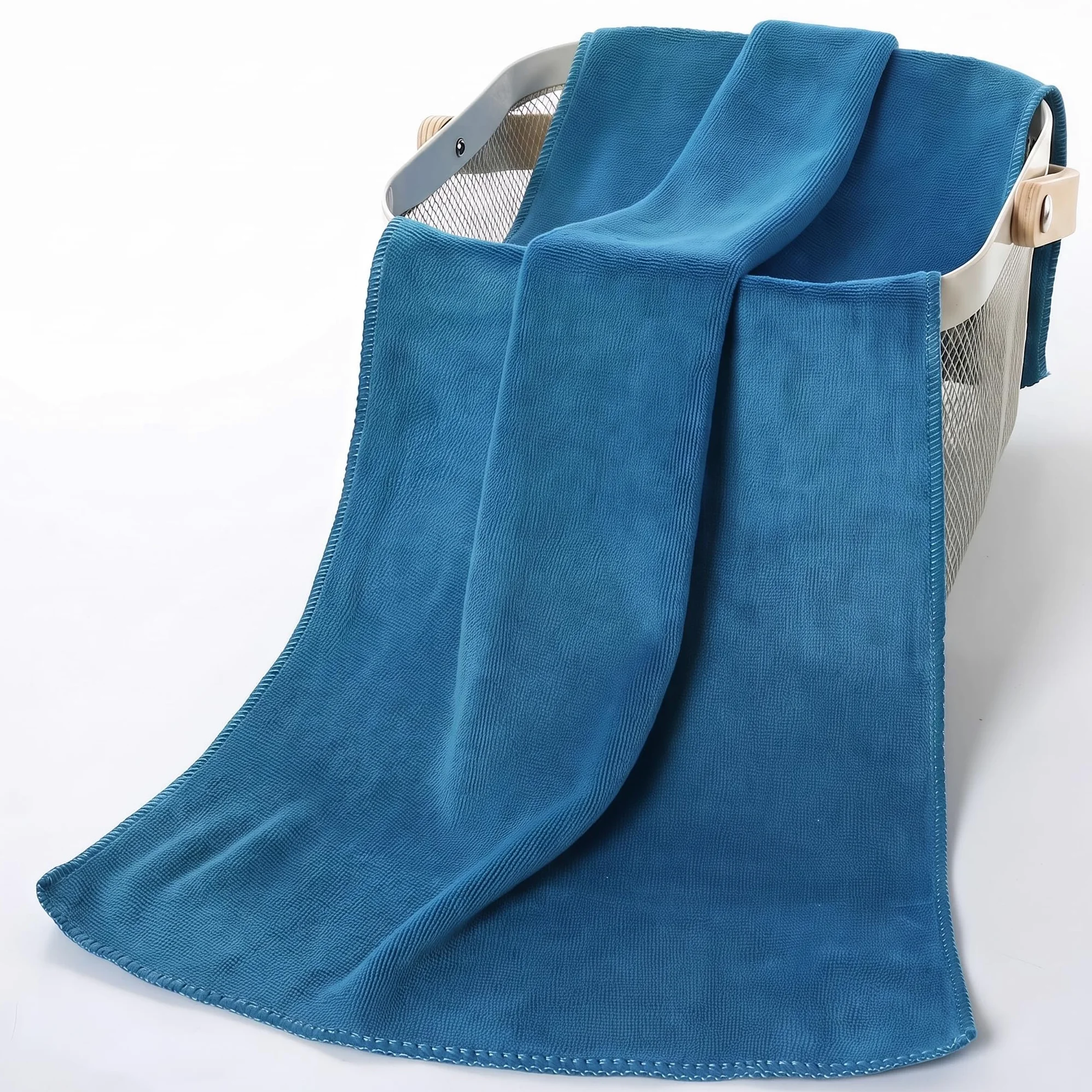 Serviette en microfibre 120 x 50 cm, compacte et à séchage rapide, serviette de sport pour fitness, serviette de voyage, compacte comme serviette de bain, bleu
