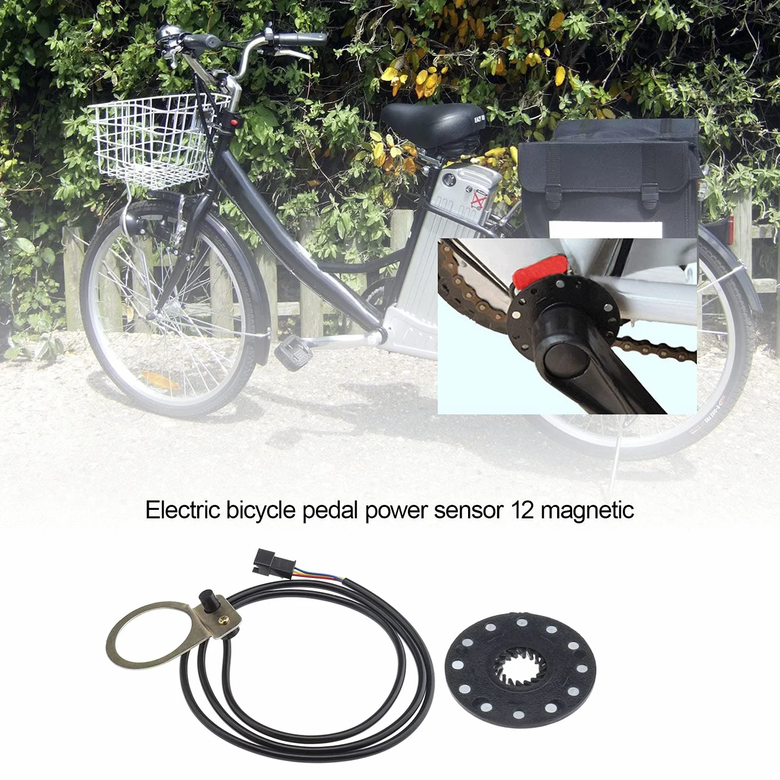 EMSea 12 Aimants Capteur de Vitesse avec Connecteur 3 Broches Mâle Câble 90cm pour Vélo Électrique