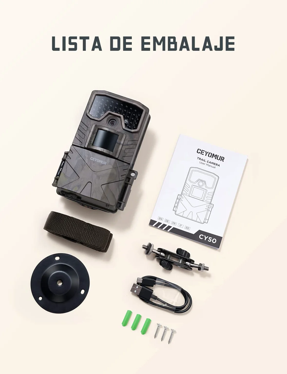 CEYOMUR Camera de Chasse, 4K 30fps Caméra de Chasse avec Vision Nocturne Infrarouge Étanche IP66 et Activée par Le Mouvement Piege Photographique pour la Surveillance de la Faune