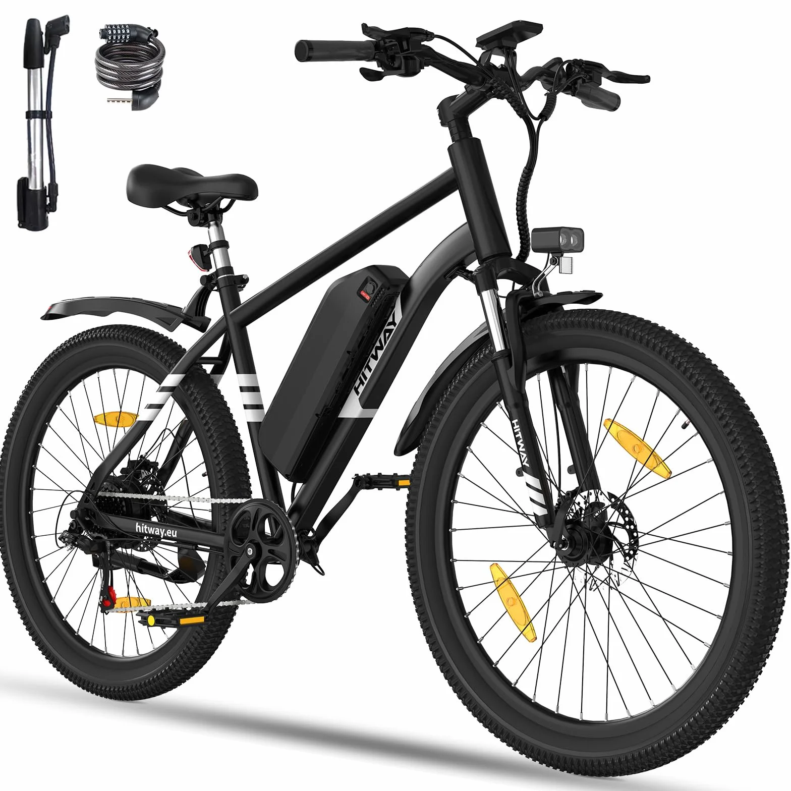 HITWAY Vélo Électrique VTT 27,5" 26" Pneu Batterie Lithium Amovible 36V13Ah 48V15,6Ah Autonomie 60-100km 250W Moteur Adulte